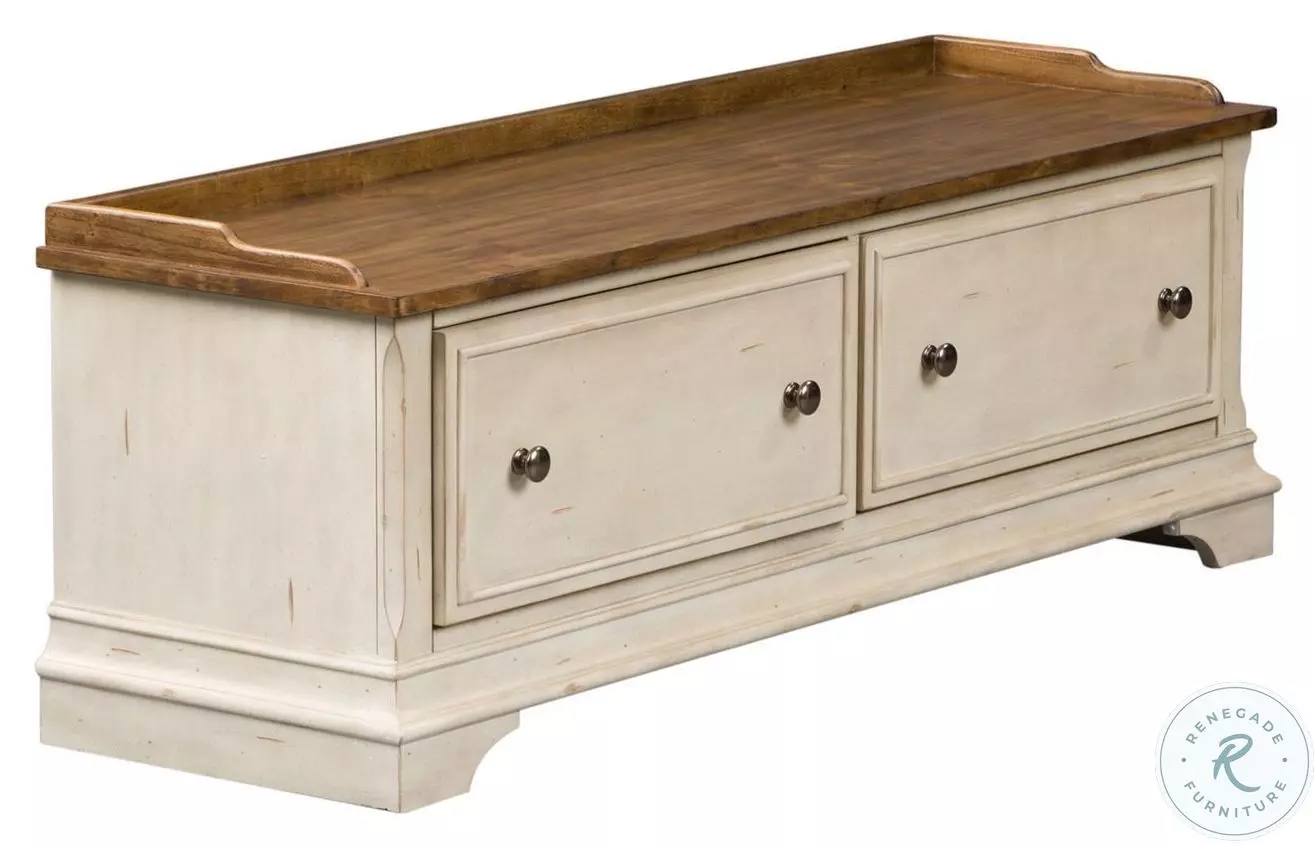 Morgan Creek Antique White Storage Hall Bench from Liberty