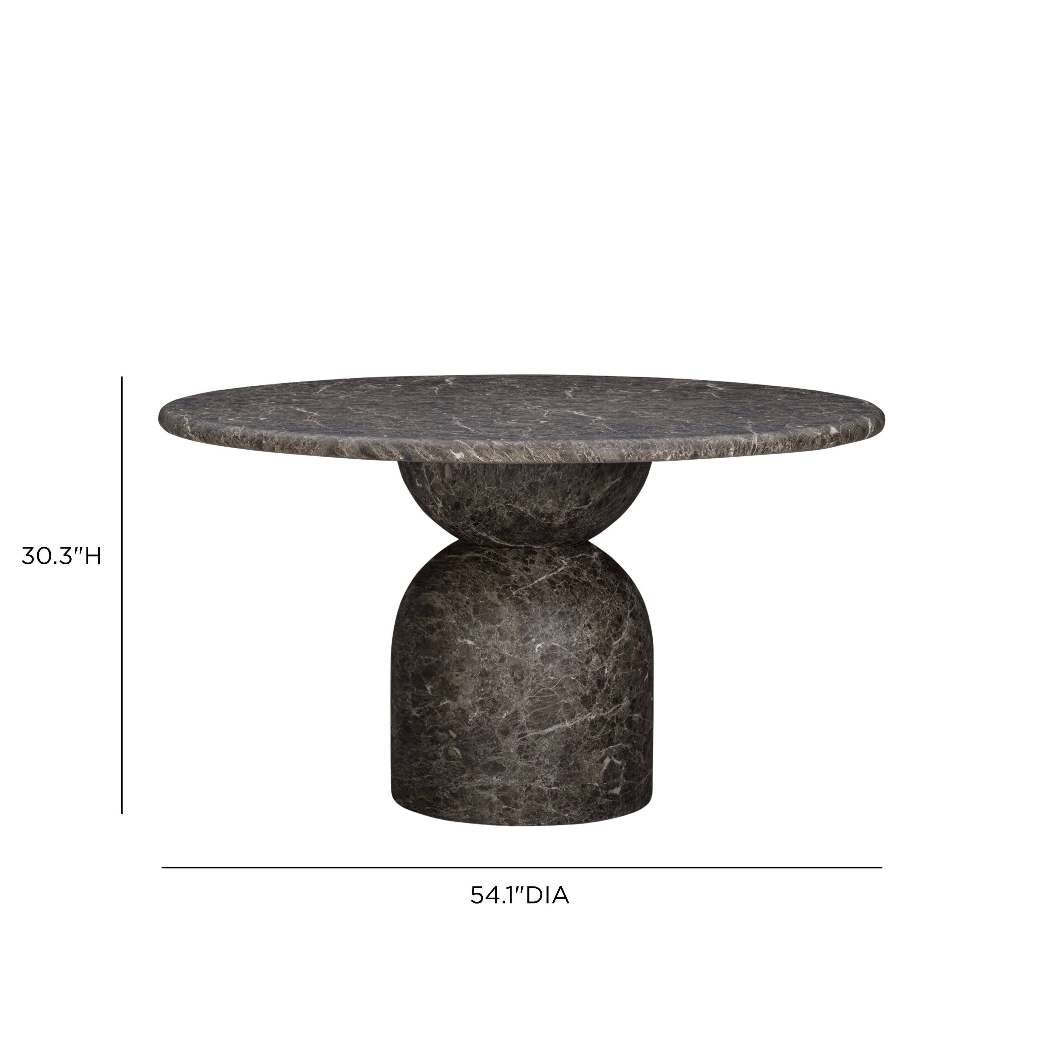 Cynthia Dark Emperador and Walnut Outdoor 54" Round Marble Top Dining Table
