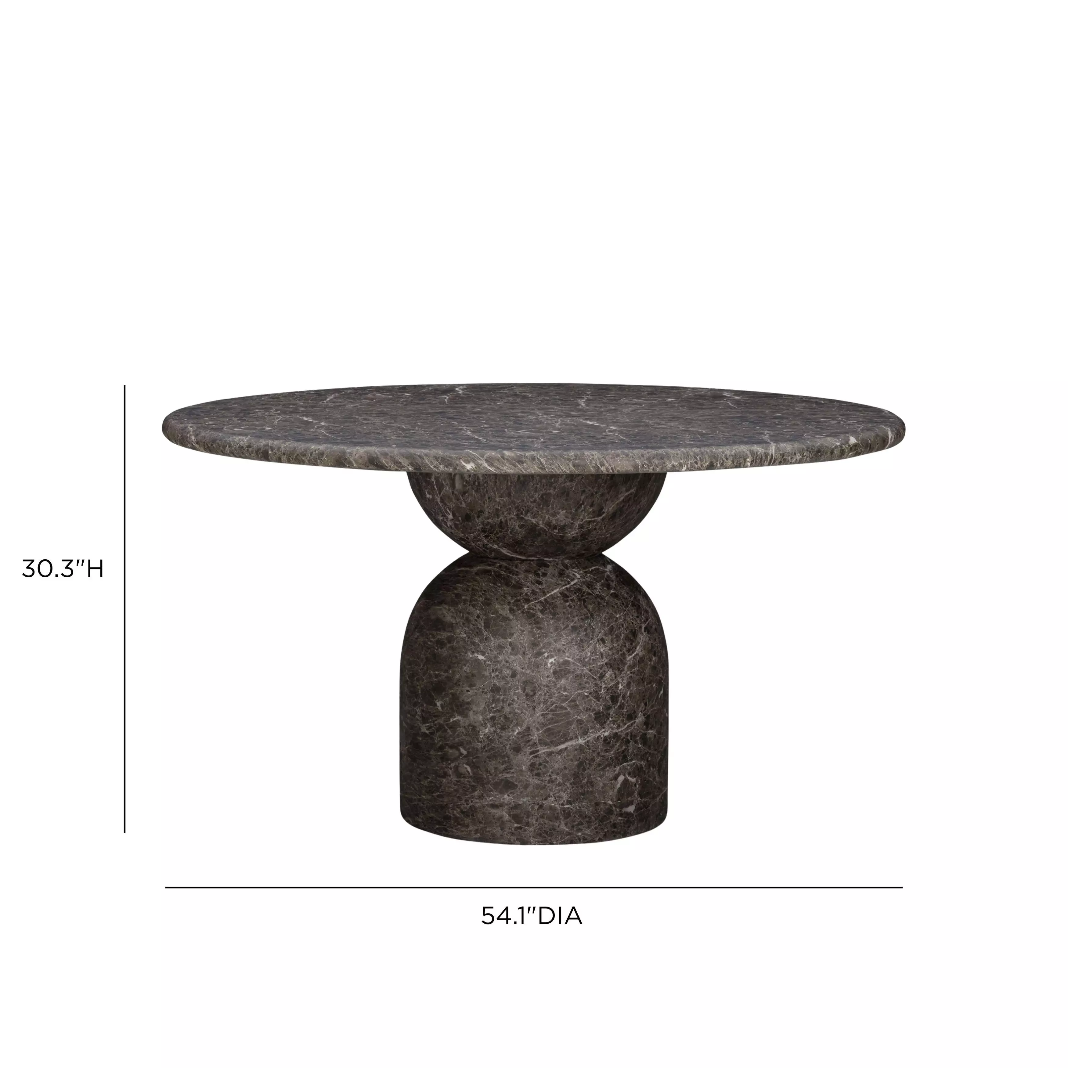 Cynthia Dark Emperador and Walnut Outdoor 54" Round Marble Top Dining Table
