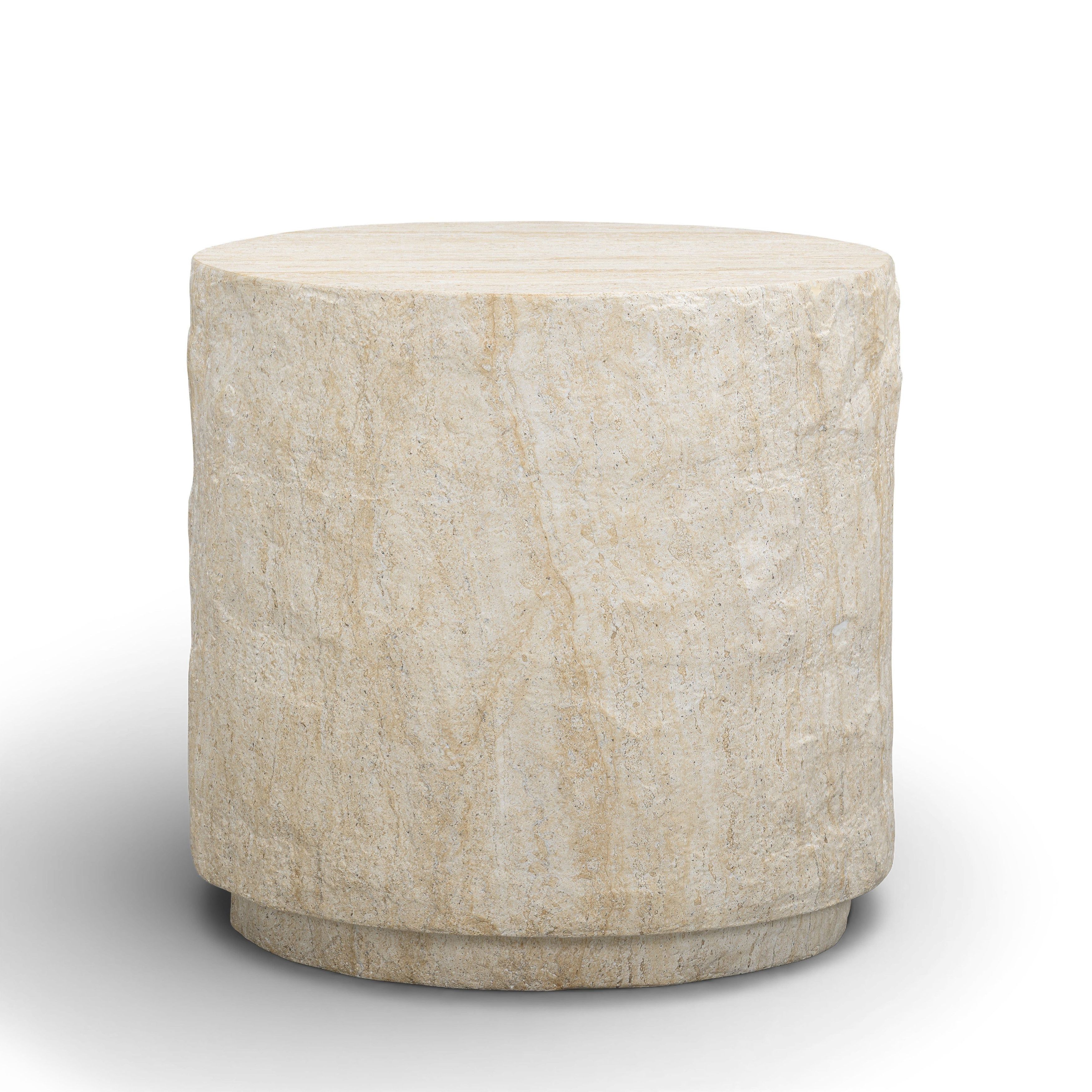 Roxanne Travertine Outdoor Round Side Table From TOV Furniture
