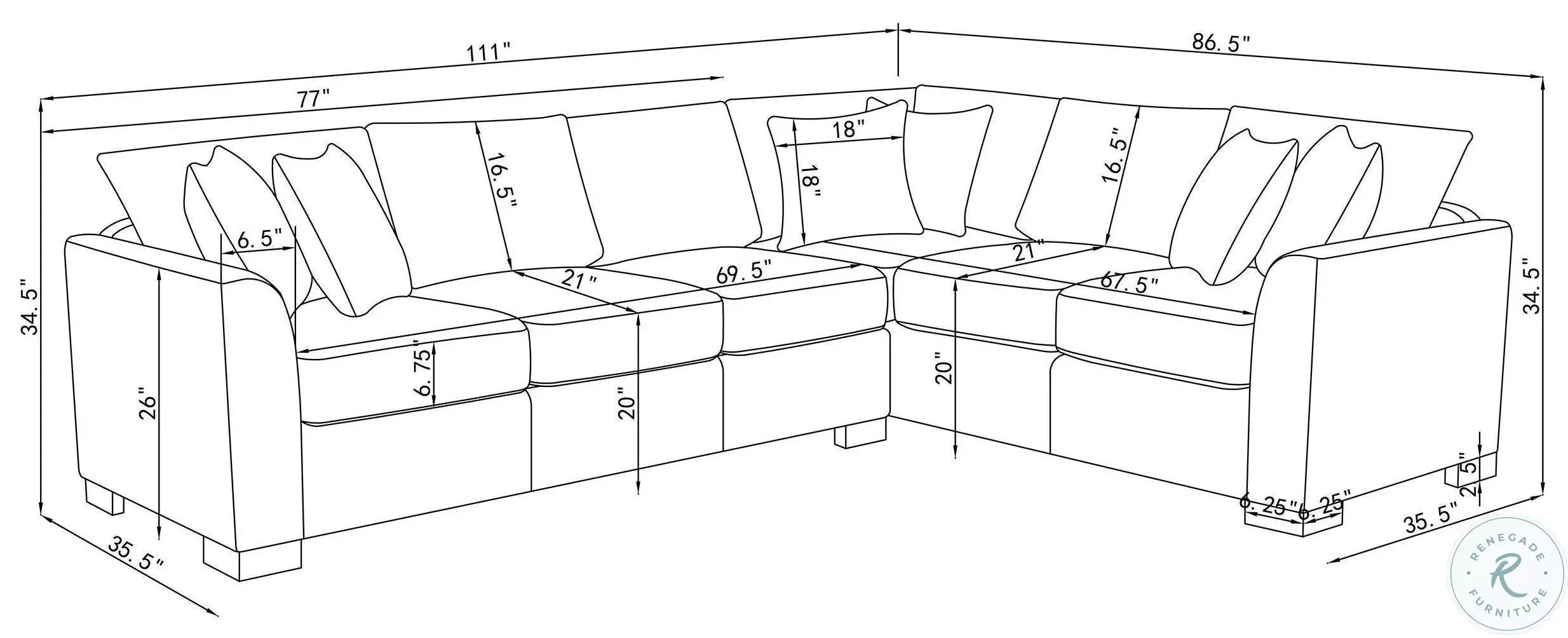 Ashford Greige Chenille Sectional From Coaster Furniture | Coleman