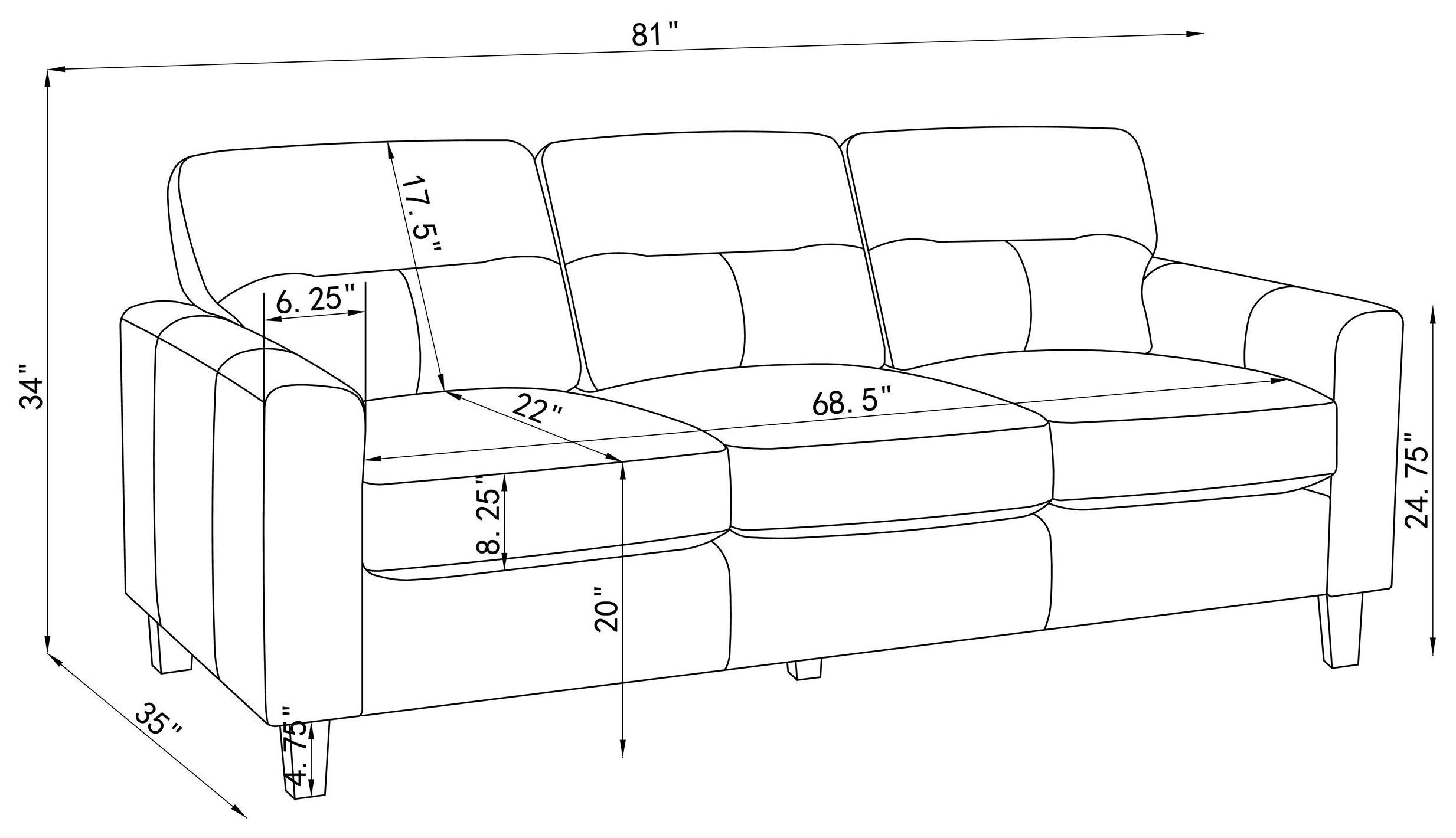 Scotland Black 81" Sofa