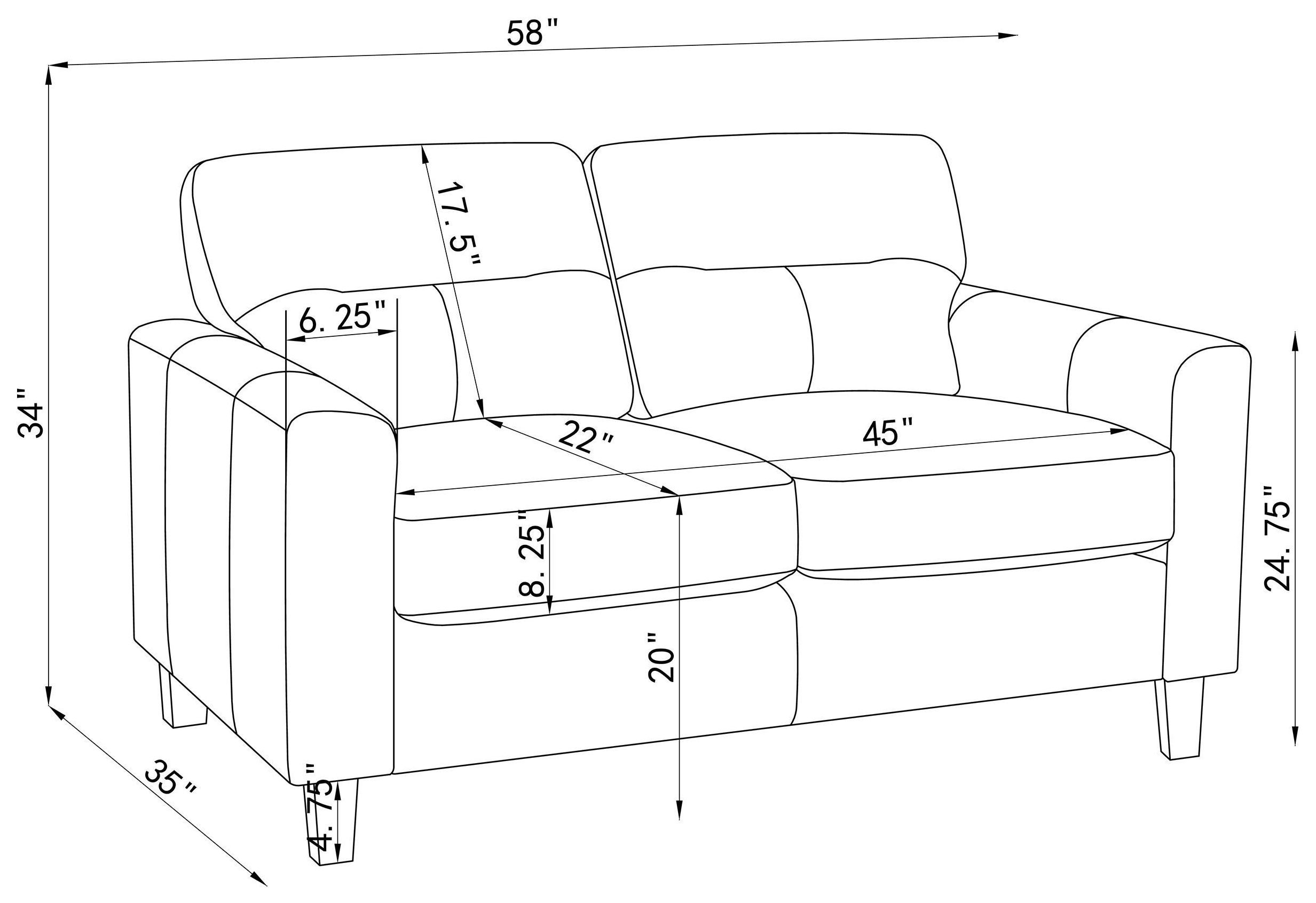 Scotland Black 58" Loveseat