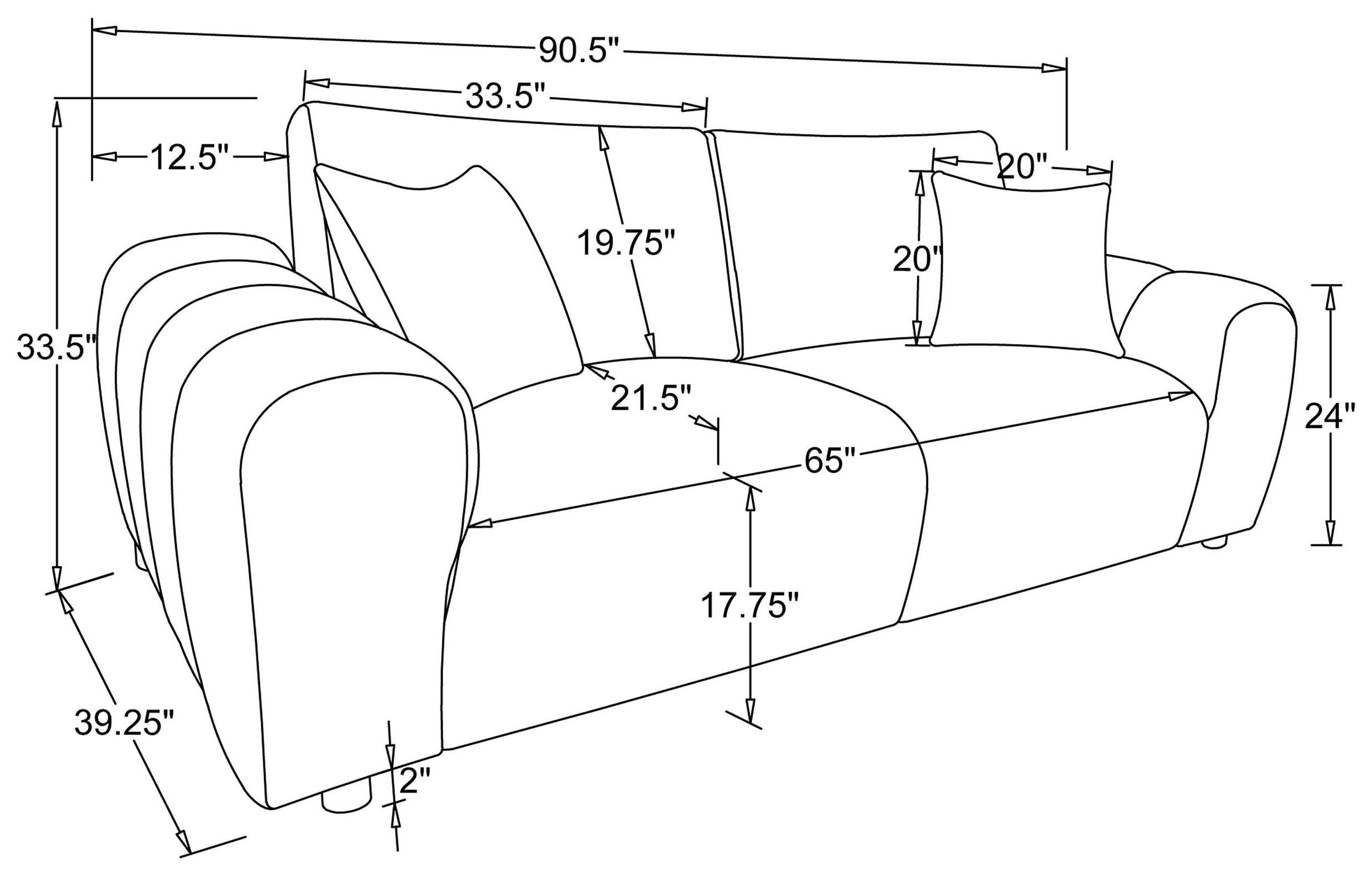 Burnett Burnt Orange 91" Sofa