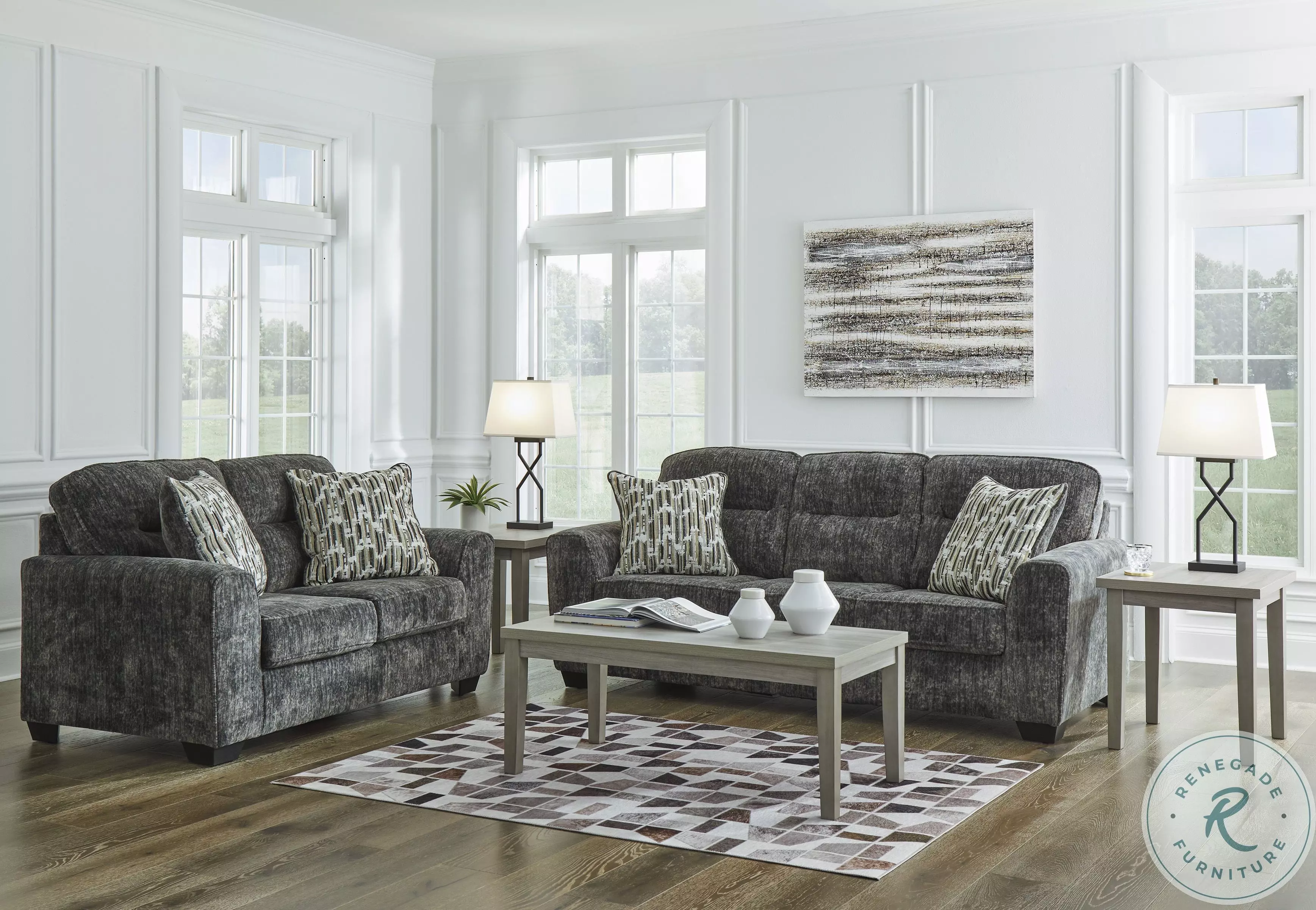 Lonoke Gunmetal Living Room Set from Ashley Furniture | Coleman