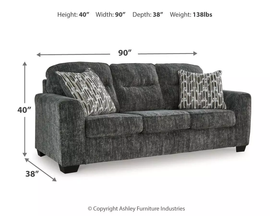 Lonoke Gunmetal 90" Sofa