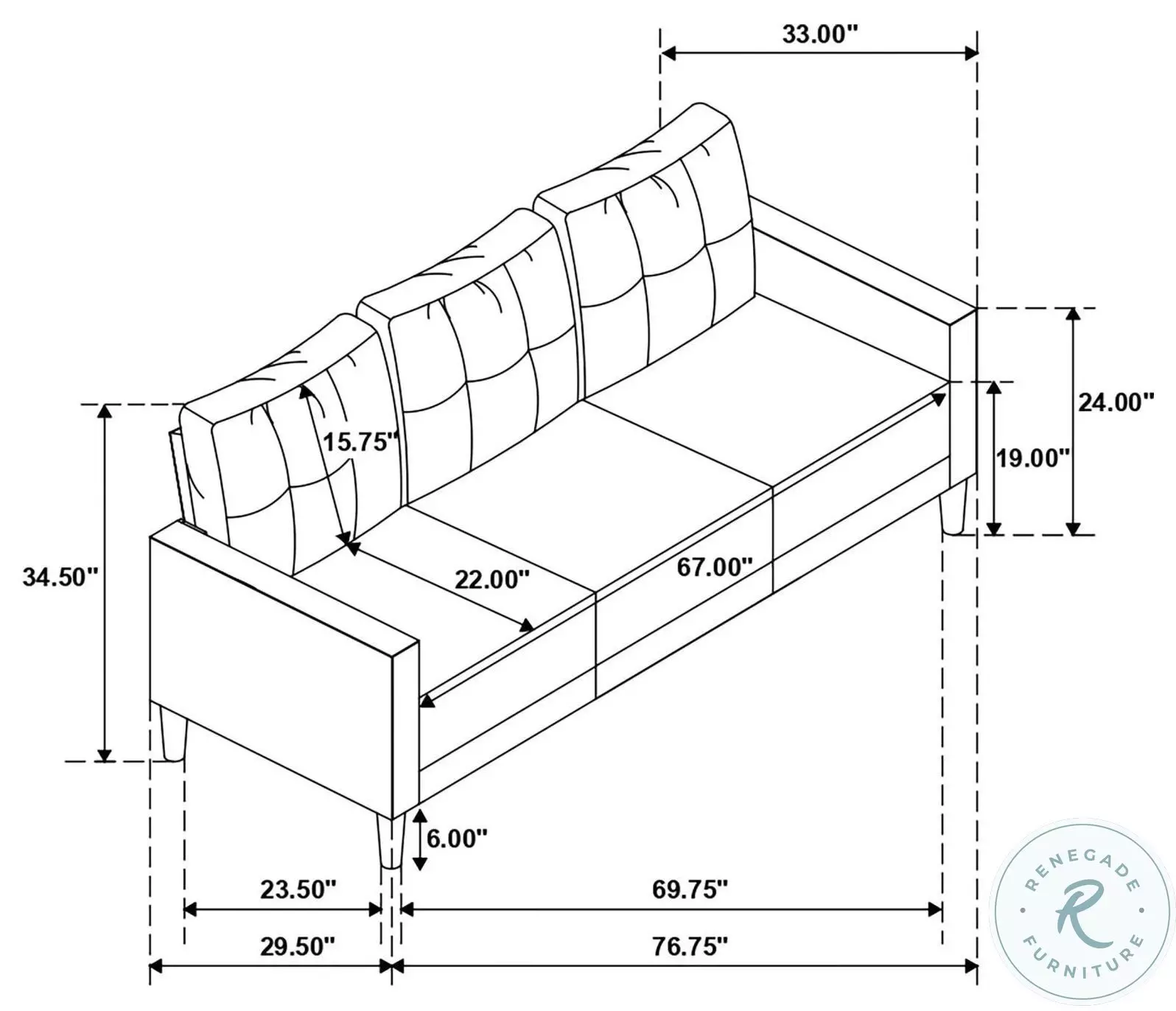 Bowen Gray Performance Fabric 77" Sofa