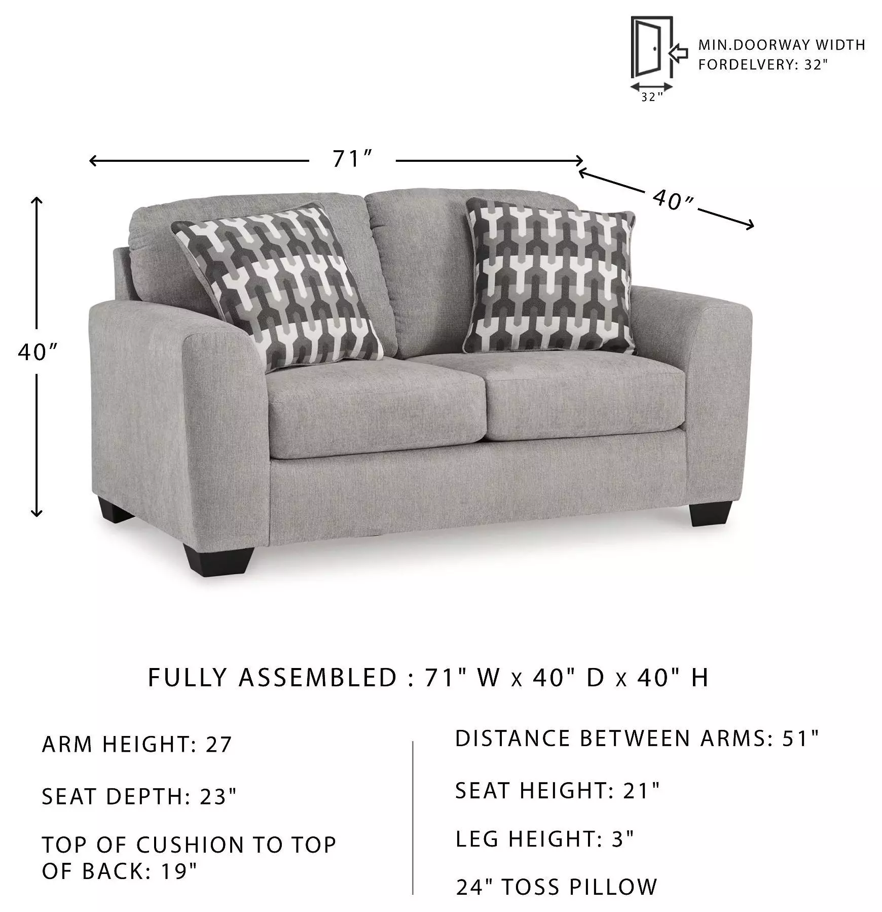 Avenal Park Flannel 71" Loveseat