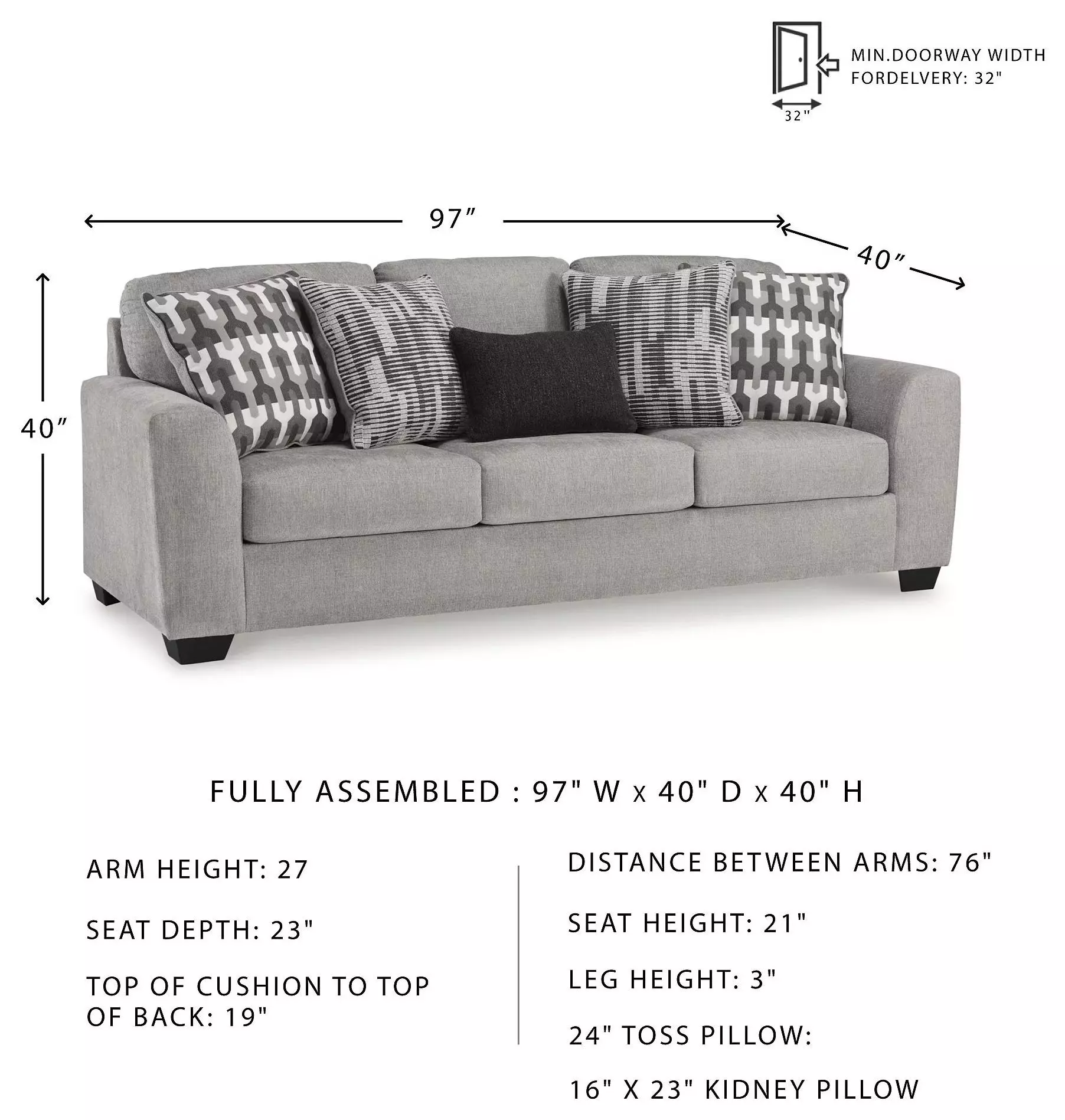 Avenal Park Flannel 97" Sofa