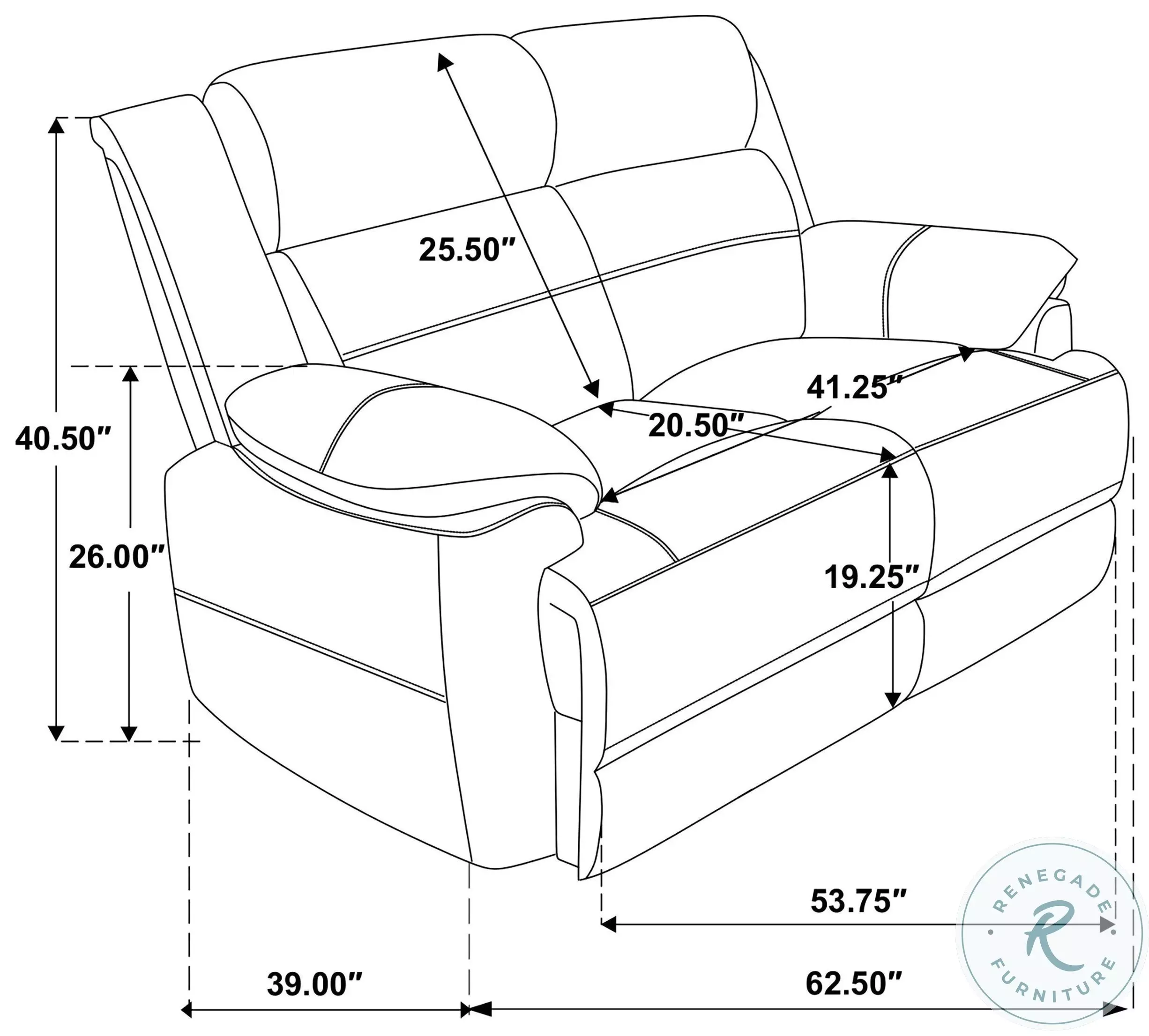 Ellington Dark Brown Padded Arm 63" Loveseat