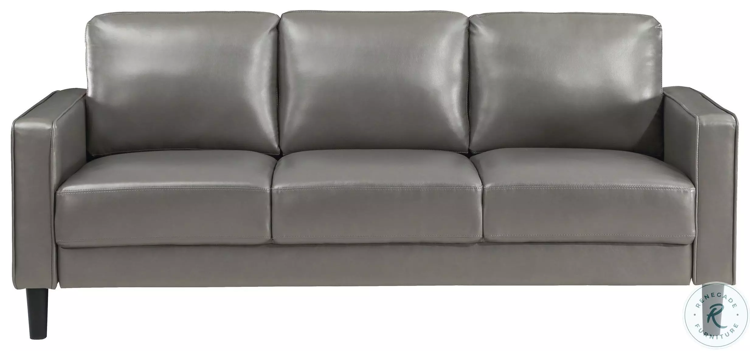 Ruth Gray Track Arm Faux Leather Sofa From Coaster Furniture