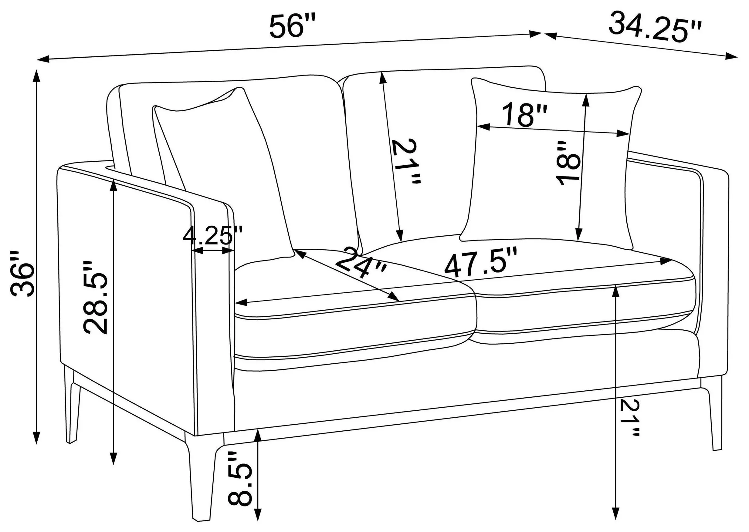 Apperson Light Gray 56" Loveseat