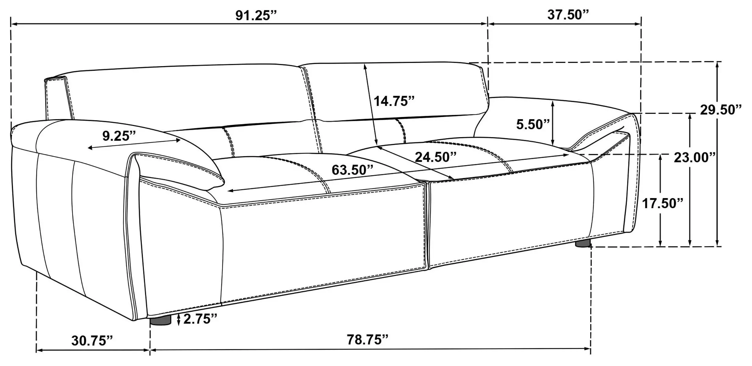 Buxton Orange Leather 91" Sofa