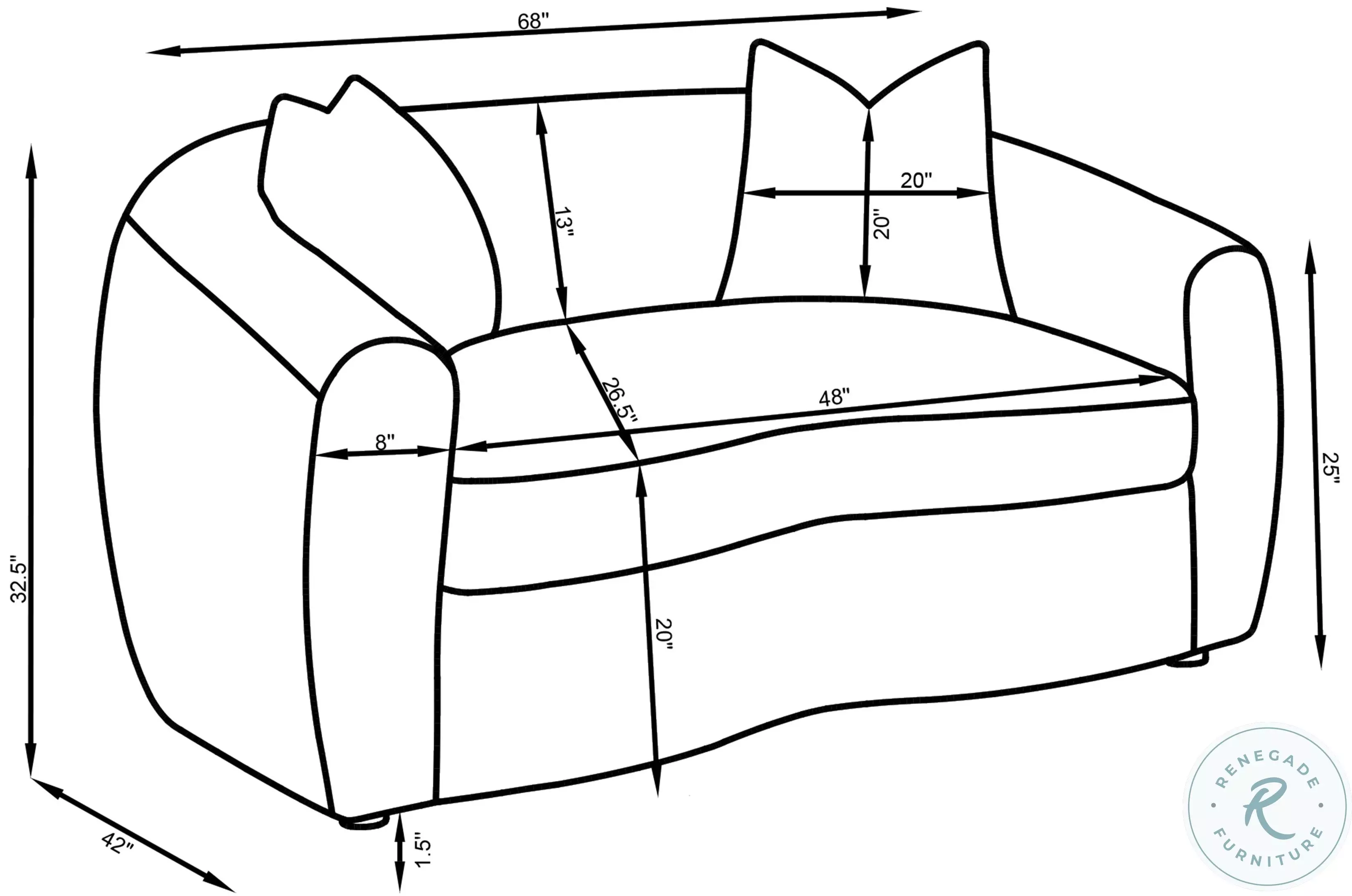 Isabella White Upholstered 68" Loveseat