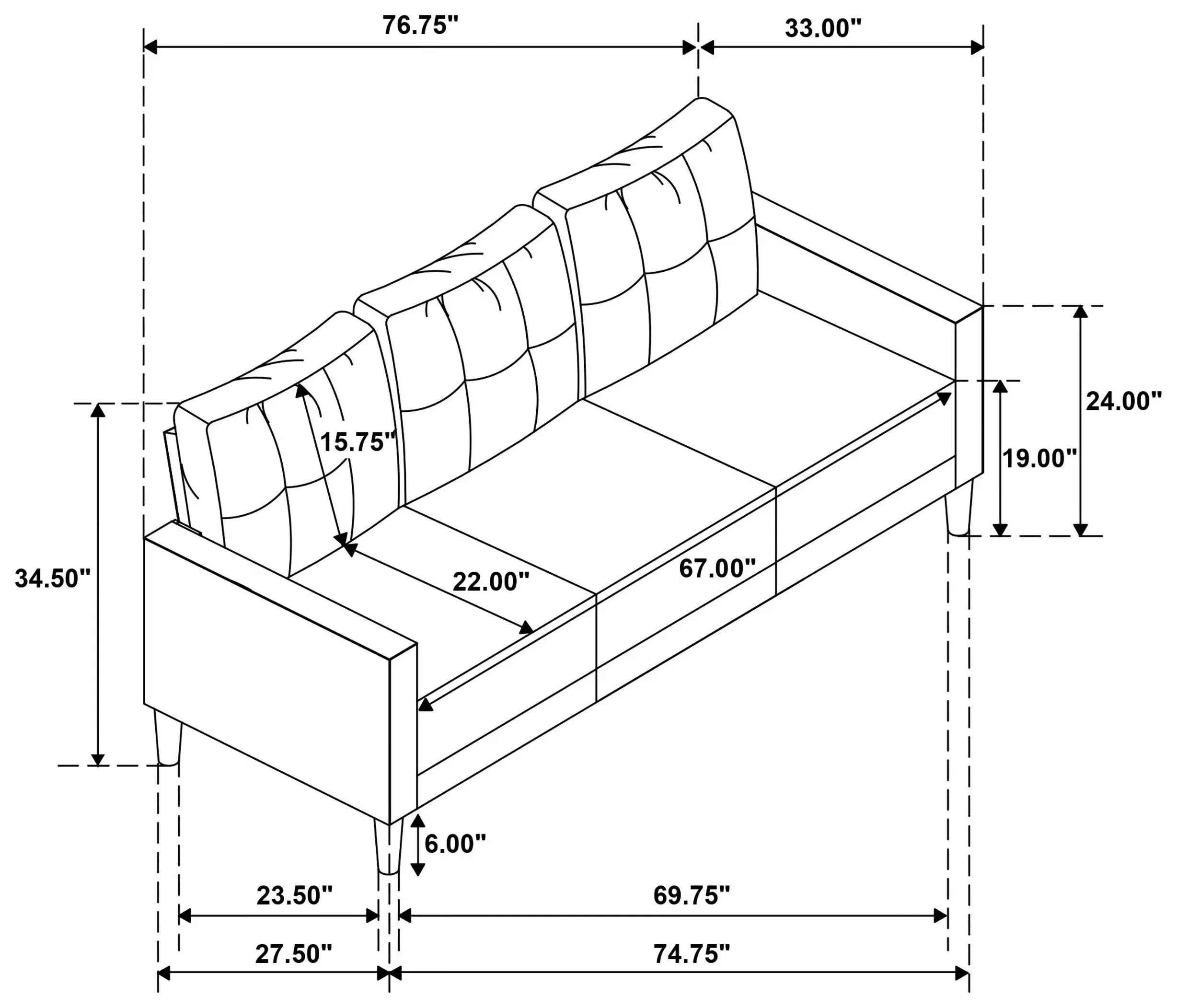 Bowen II Steel Gray 77" Sofa