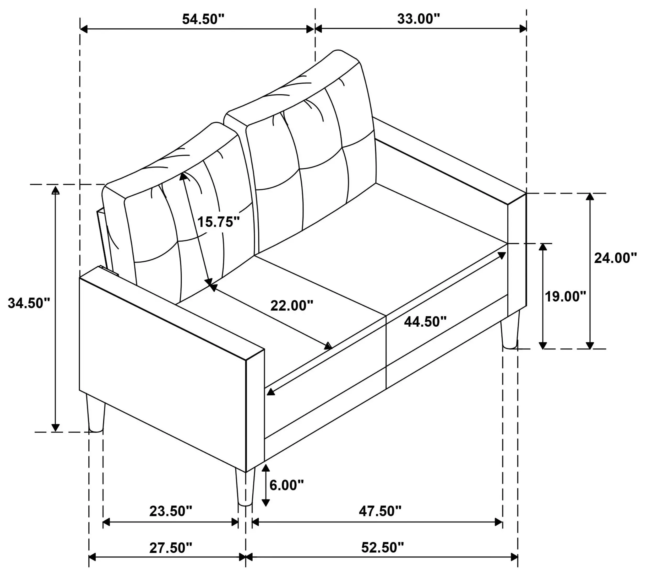 Bowen II Steel Gray 54" Loveseat