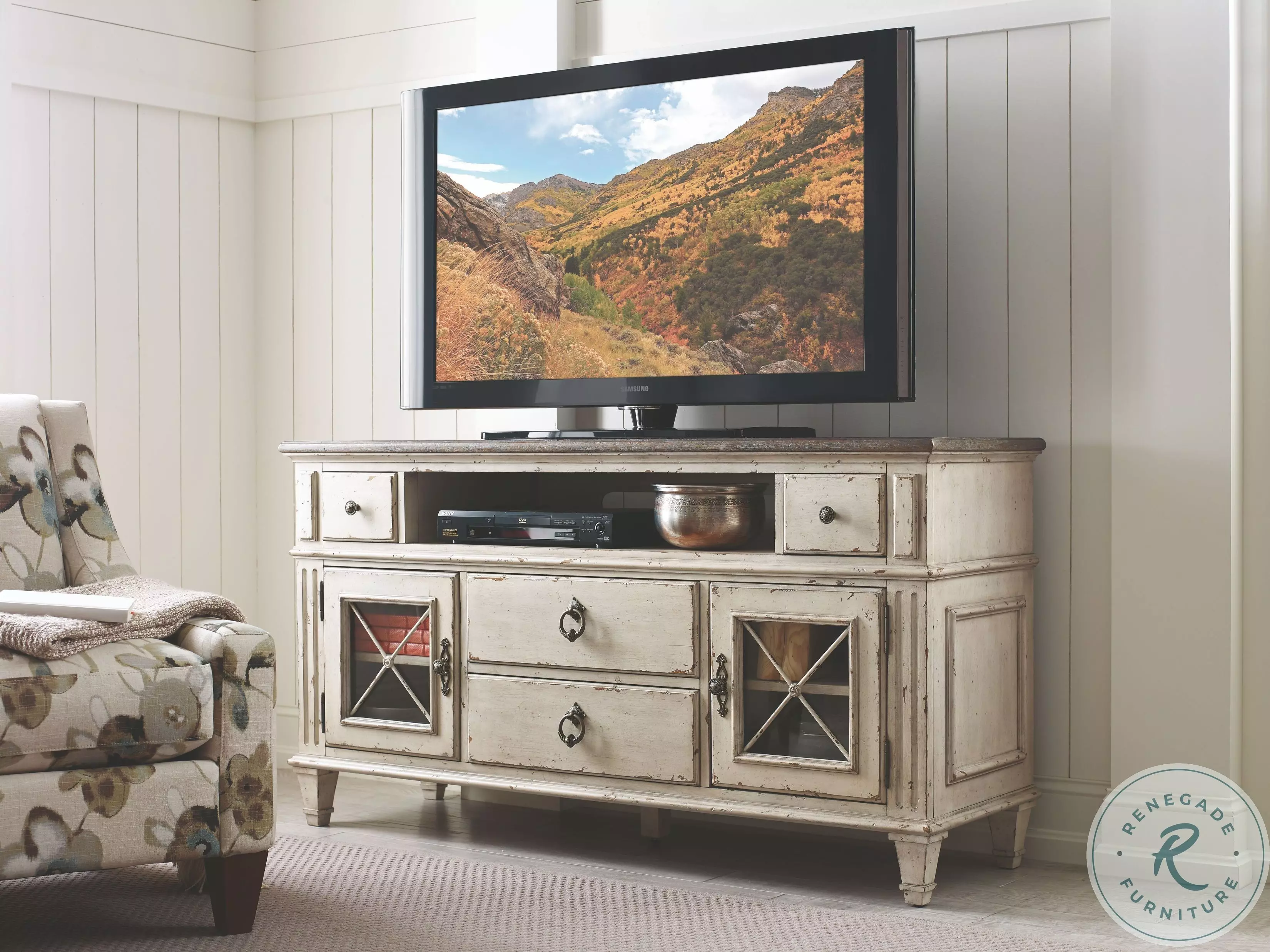 Southbury Fossil and Parchment Entertainment Console from American