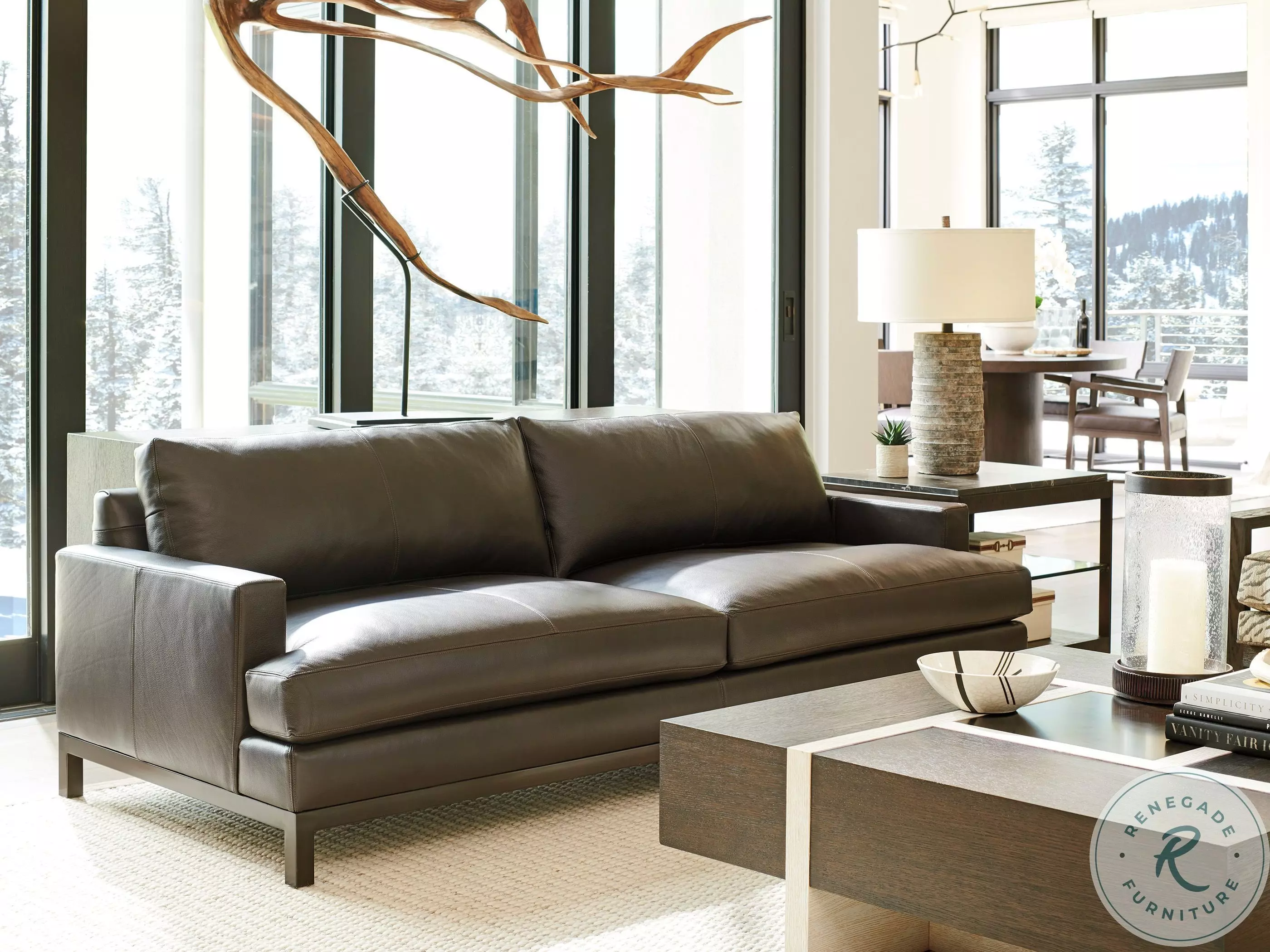 Horizon Dark Brown Leather Sofa By Barclay Butera From Home