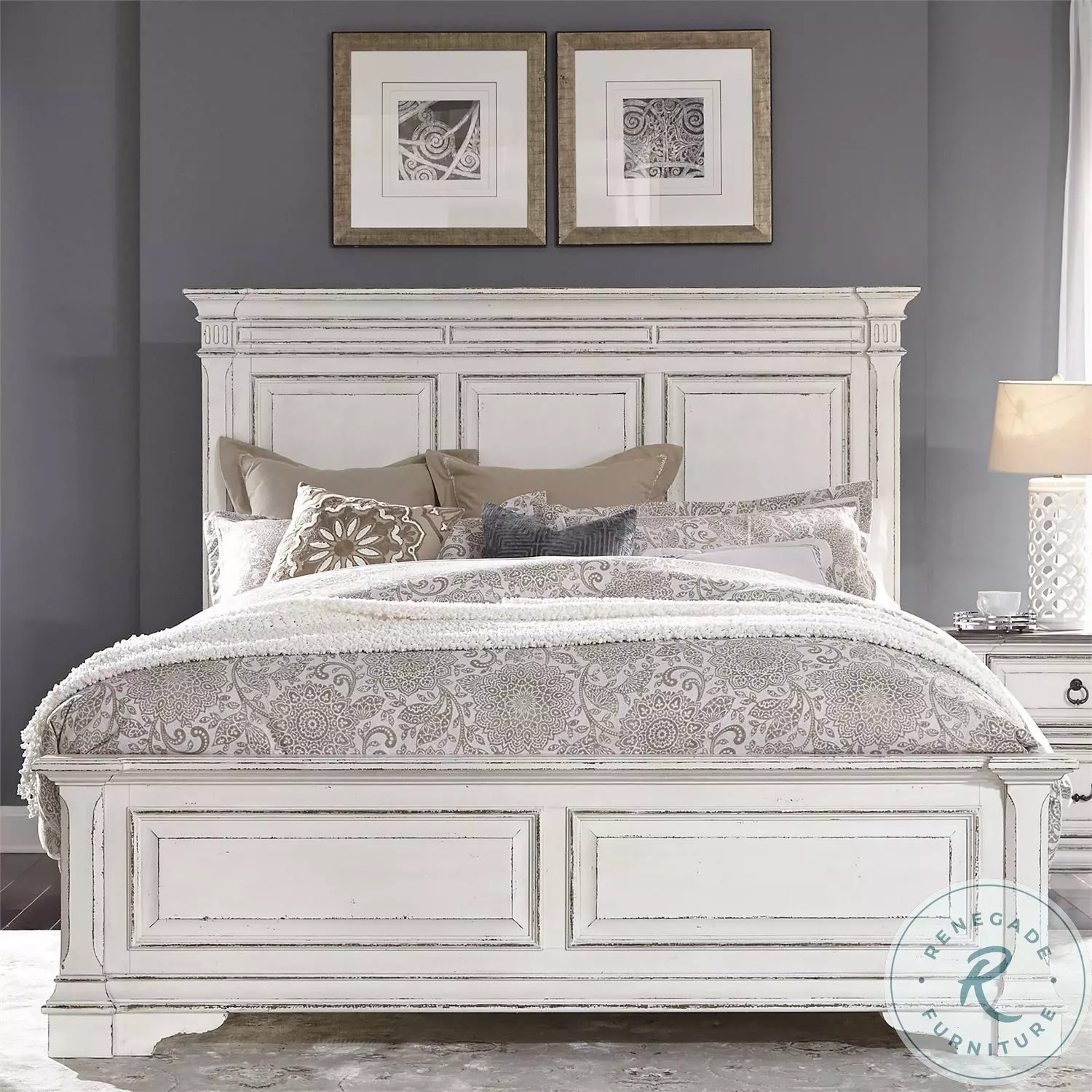 Abbey Park Antique White Queen Panel Bed from Liberty | Coleman