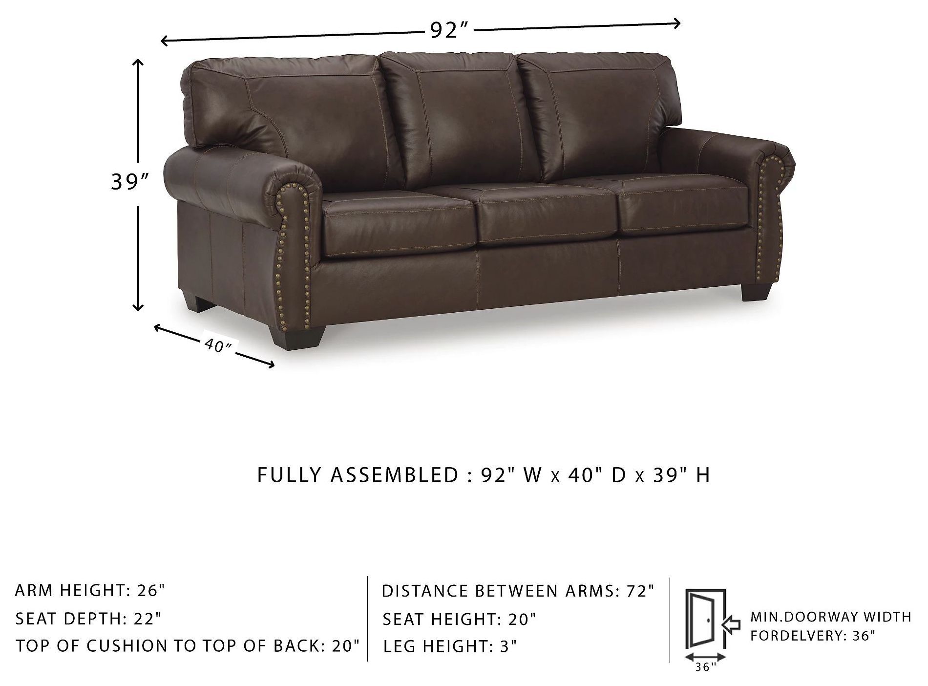 Colleton Dark Brown Sofa