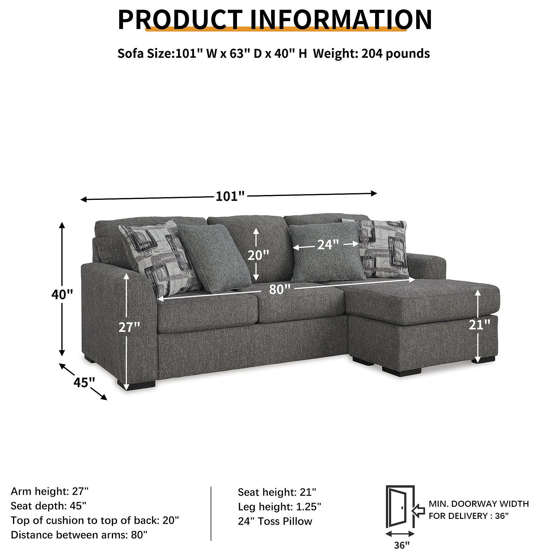 Gardiner Pewter Sofa Chaise