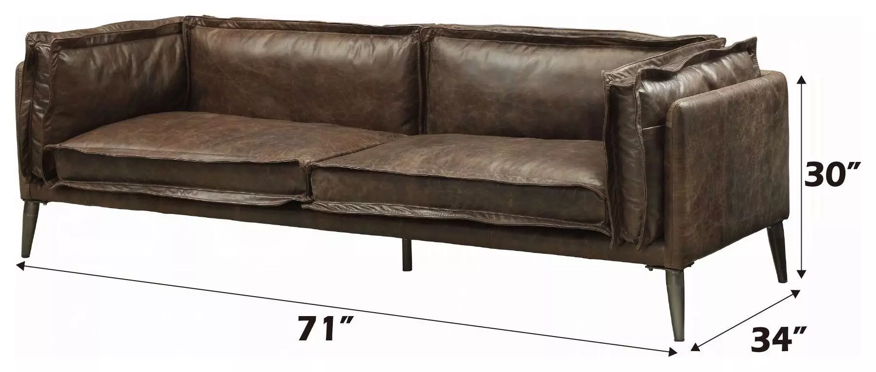 Porchester Distress Chocolate Leather 71" Loveseat