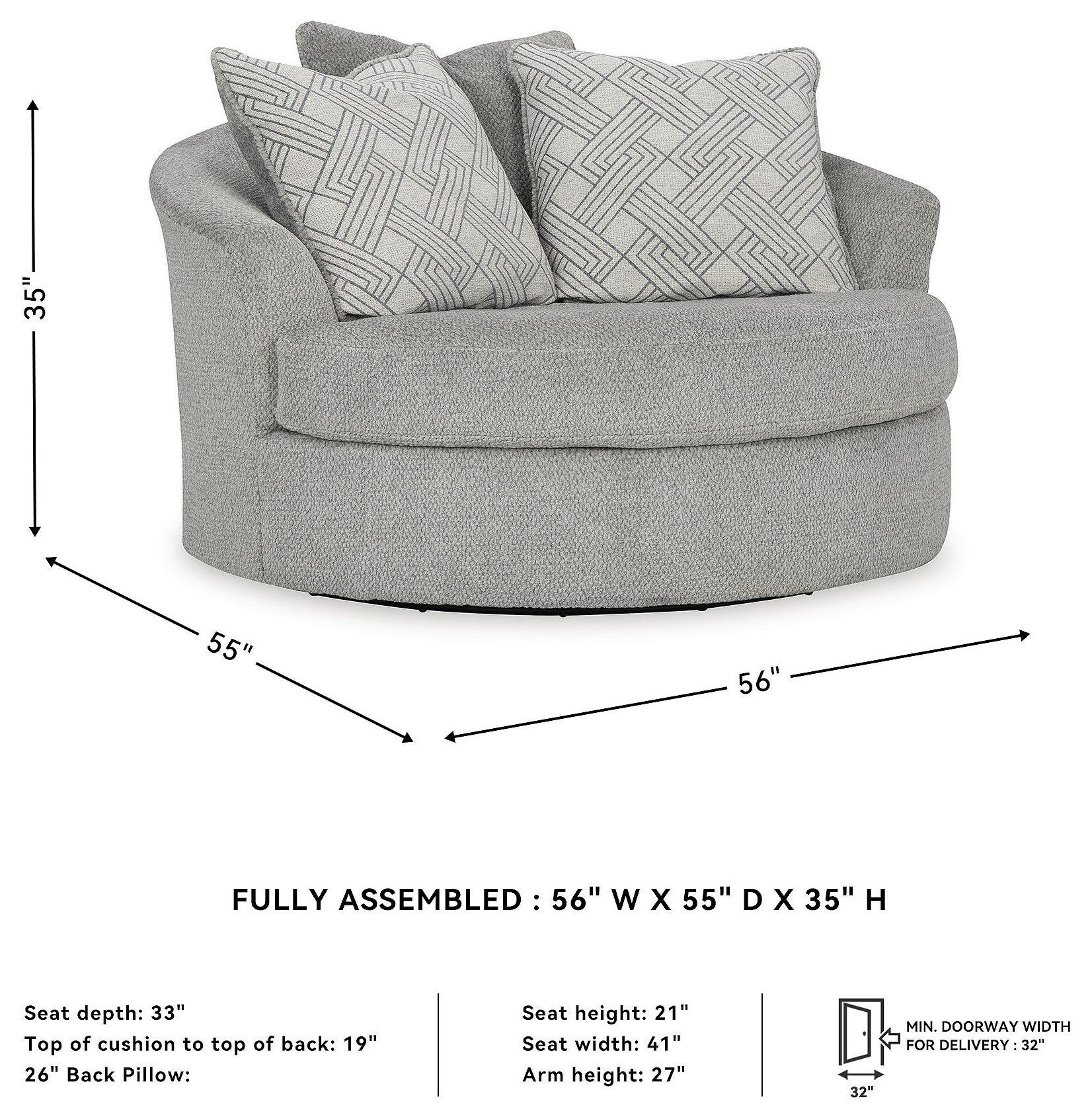 Casselbury Cement Oversized Swivel Accent Chair