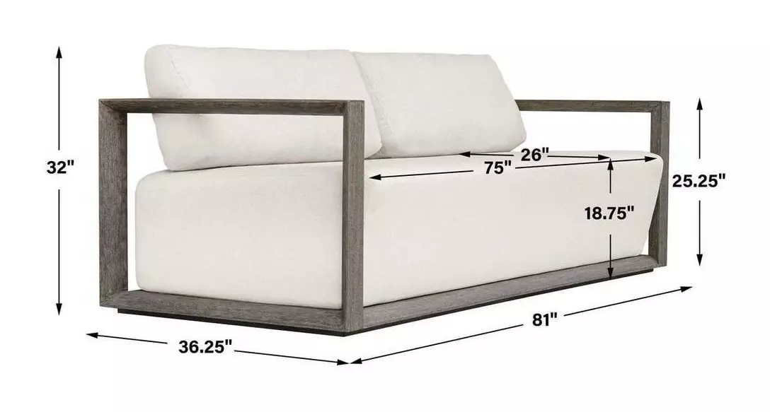 Carlisle Oyster White Outdoor 81" Sofa