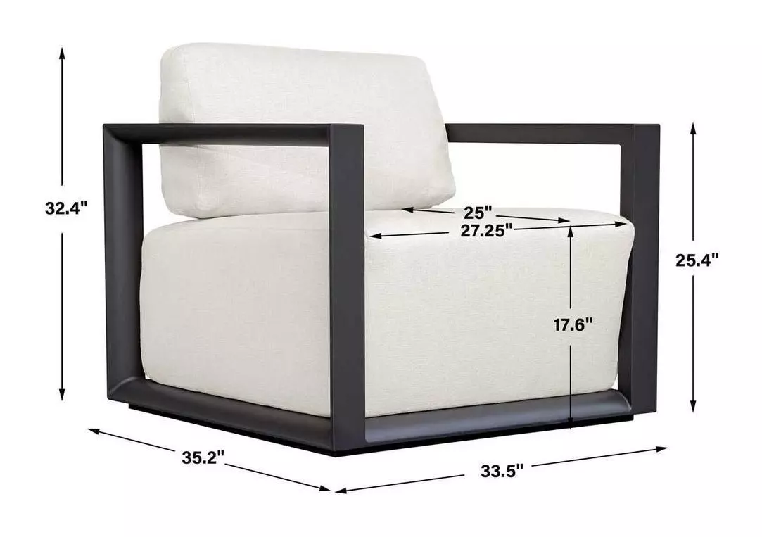 Remsen Oyster White and Java Black Upholstered Outdoor Lounge Chair