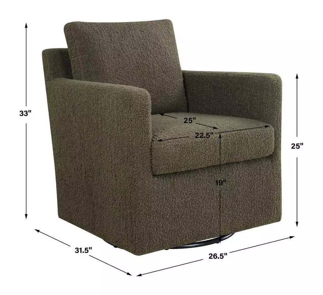 Oakley Kale Green Upholstered Swivel Glider Accent Chair