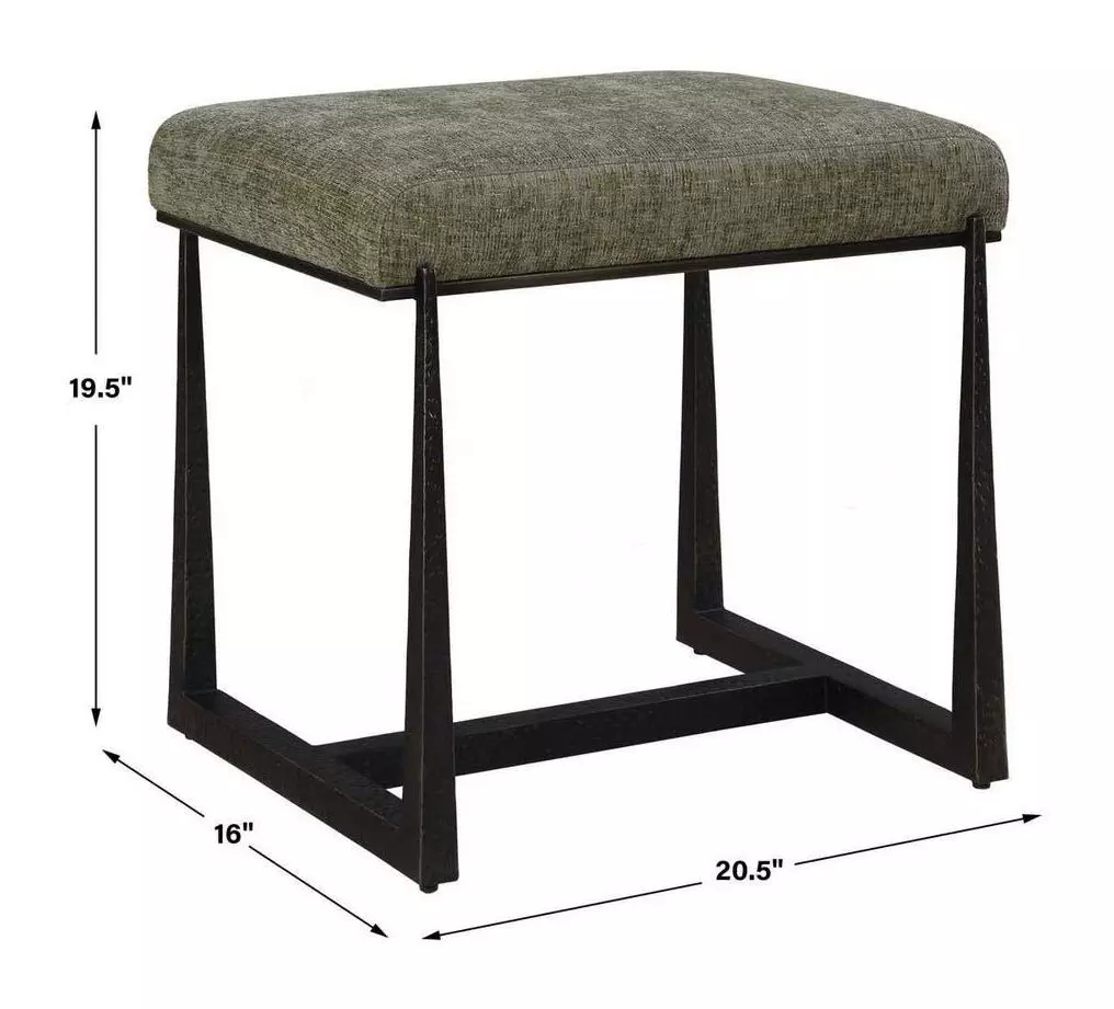 Midas Moss and Bronze Upholstered Small Accent Bench