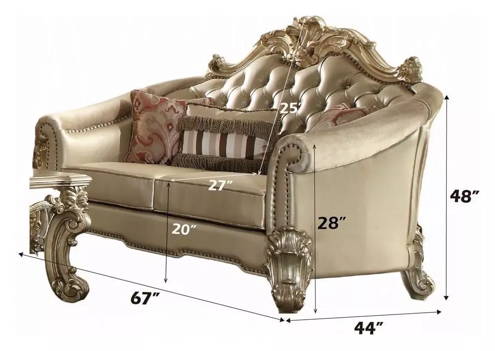 Vendome II Bone 67" Loveseat with Pillow and Nailhead Trim