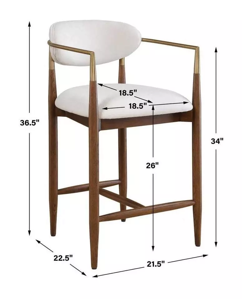 Moxie Off White and Walnut Upholstered Counter Height Stool