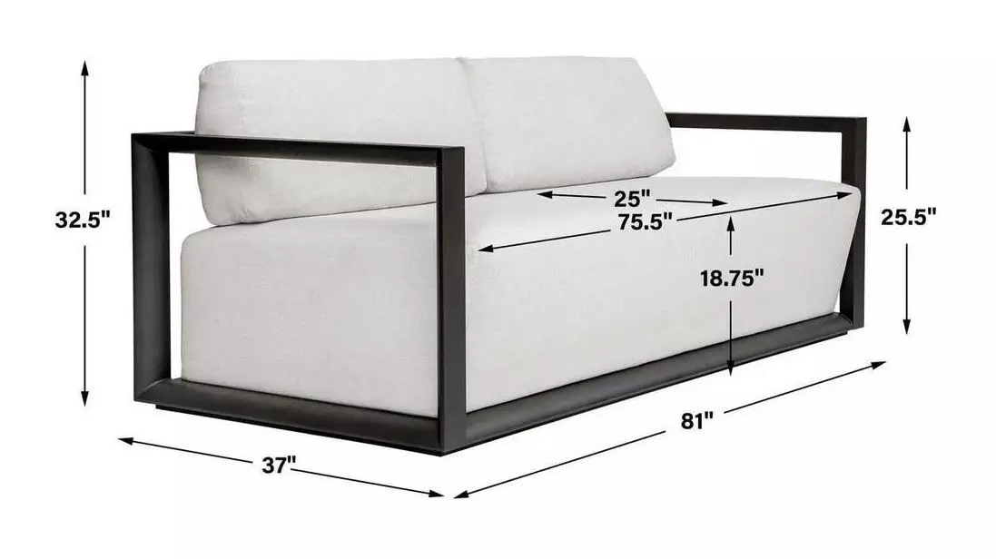 Carlisle Oyster White and Java Black Outdoor 81" Sofa
