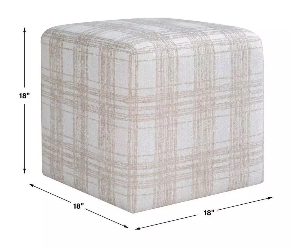 Fairmont Porcelain Plaid Upholstered Square Ottoman