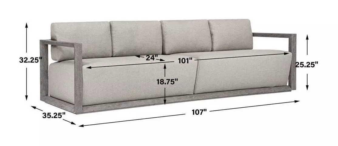 Carlisle Dove Outdoor 107" Large Sofa