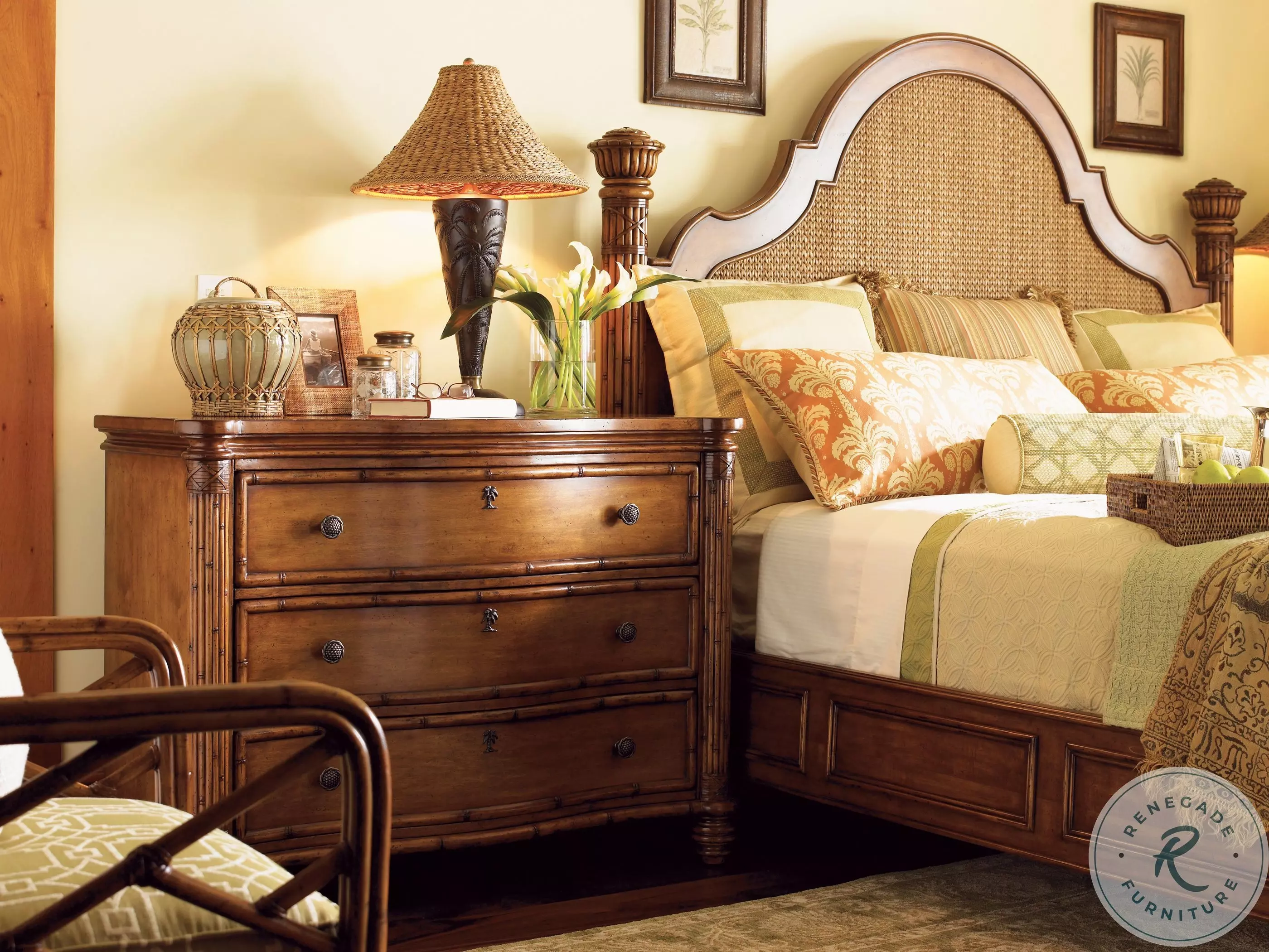 Island Estate Plantation Brown Round Hill King Poster Bed from