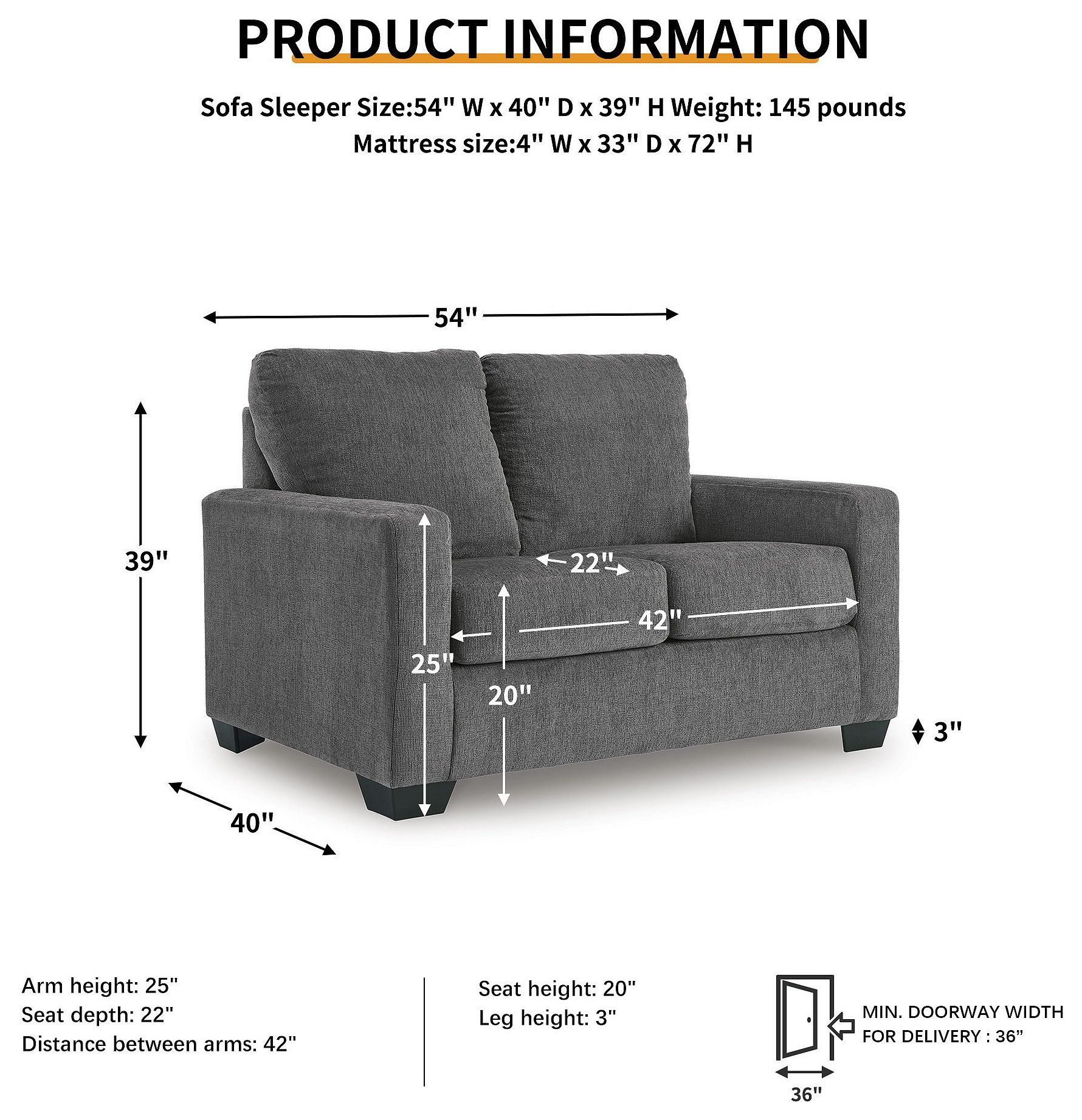 Rannis Pewter Twin Sofa Sleeper