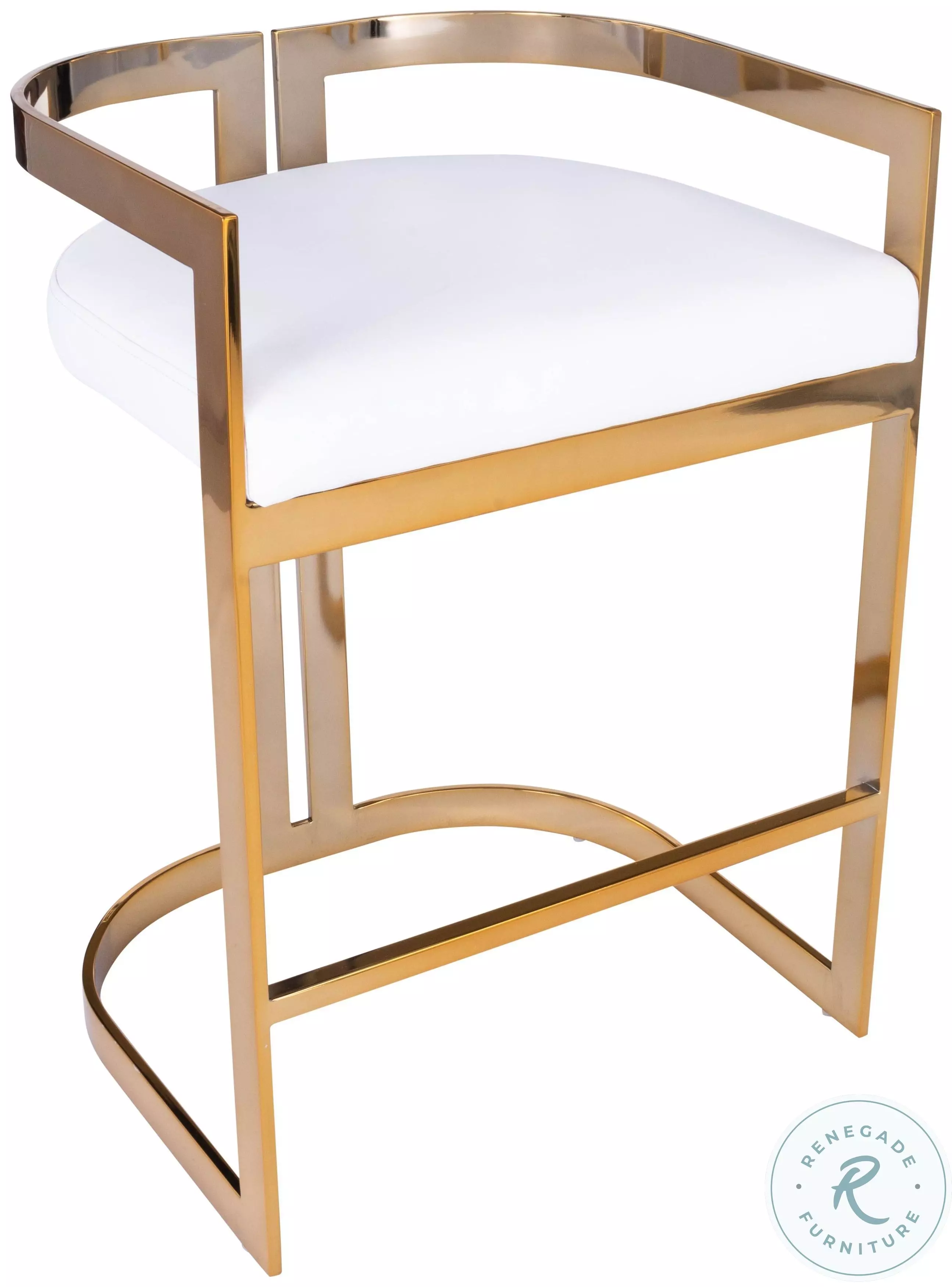 Clarence Gold and White Faux Leather Counter Height Stool from
