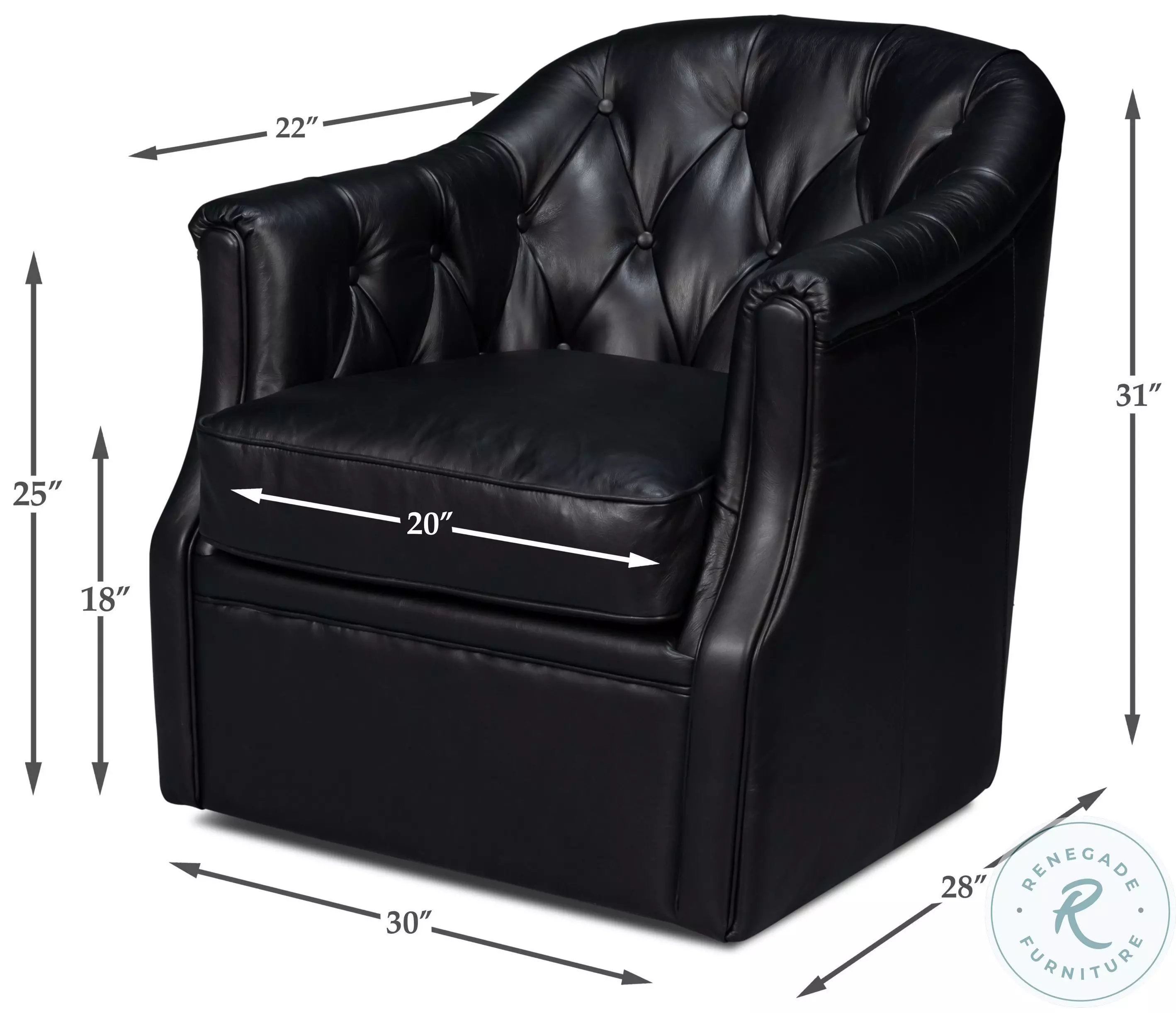Coolidge Onyx Black Swivel Chair