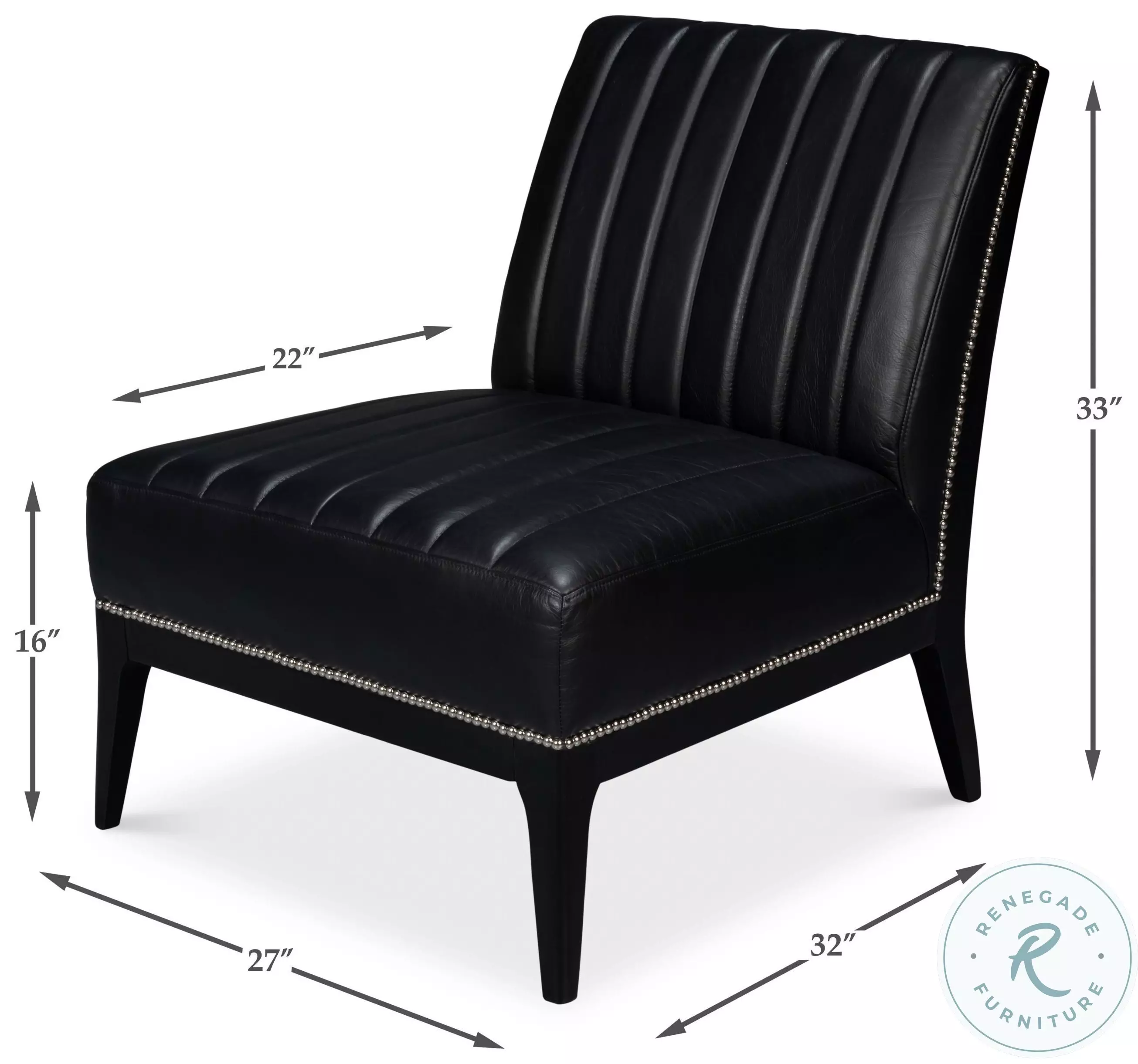 Agave Onyx Black Leather Slipper Chair