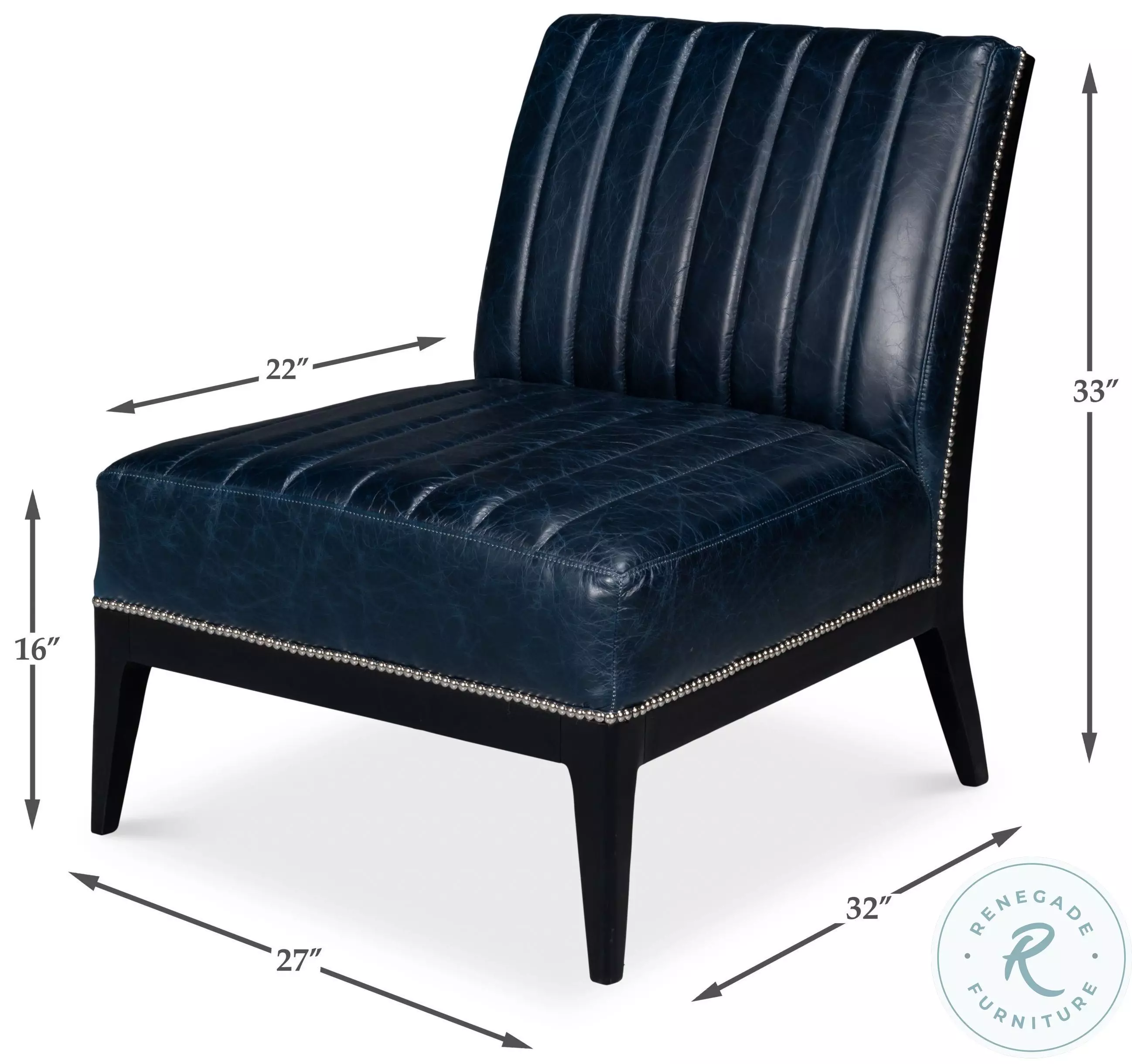 Agave Chateau Blue Leather Slipper Chair