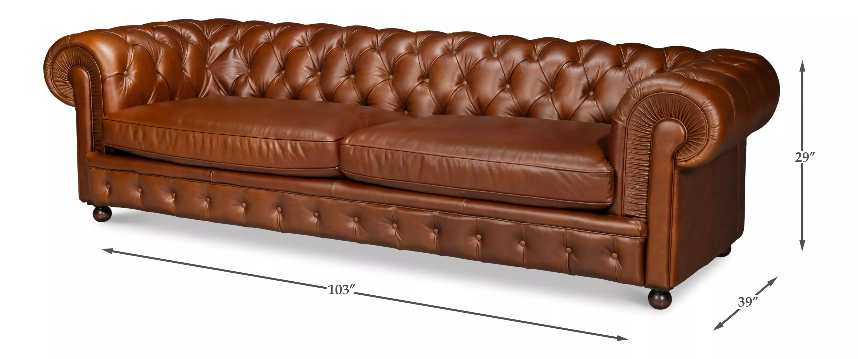 Savile Marseile Dark Brown Leather 103" Sofa