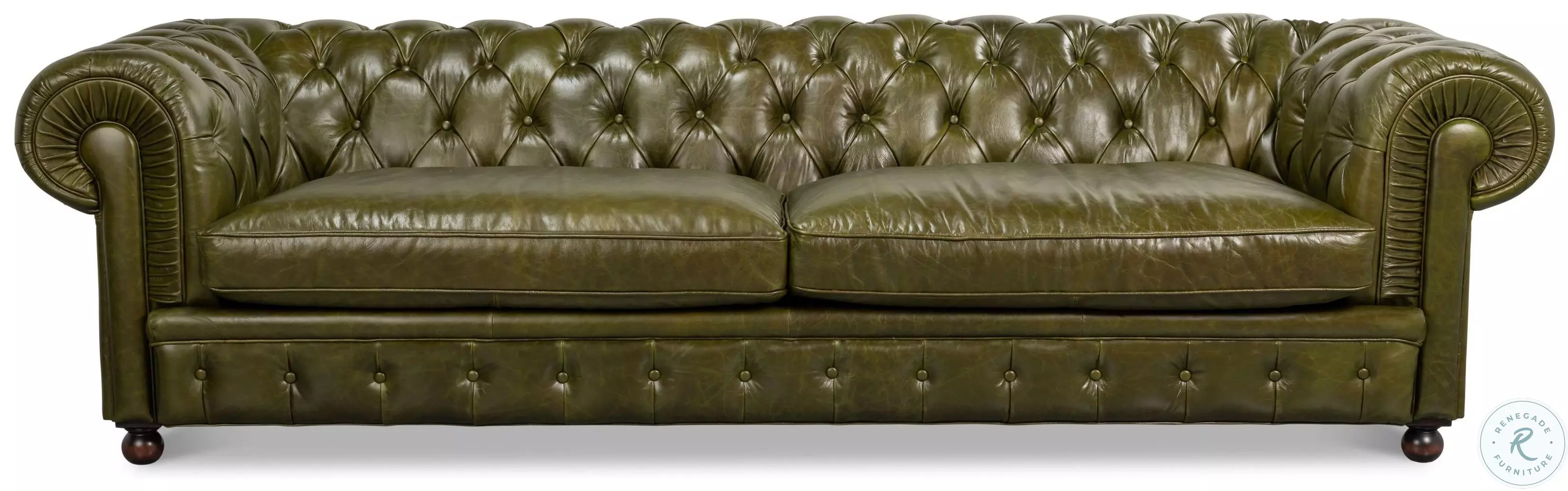 Savile Britian Green Leather Sofa From Sarreid | Coleman Furniture