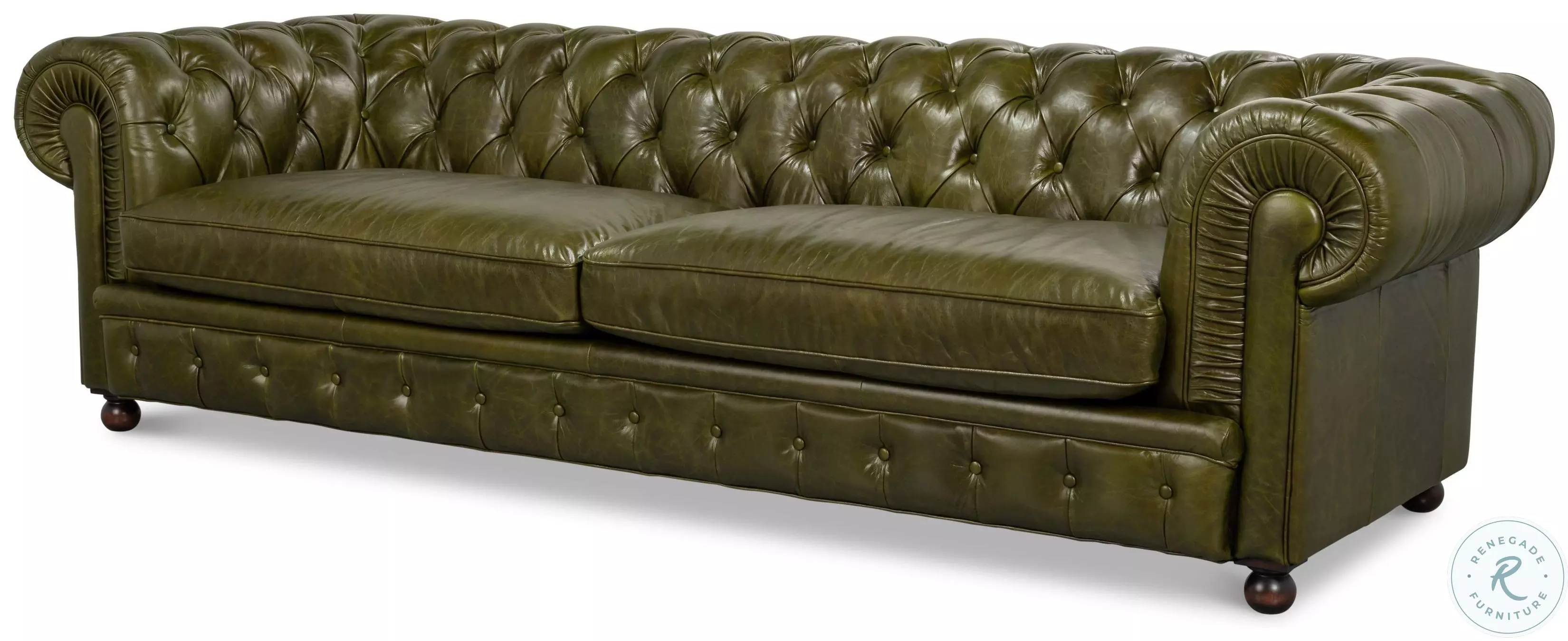 Savile Britian Green Leather Sofa From Sarreid | Coleman Furniture