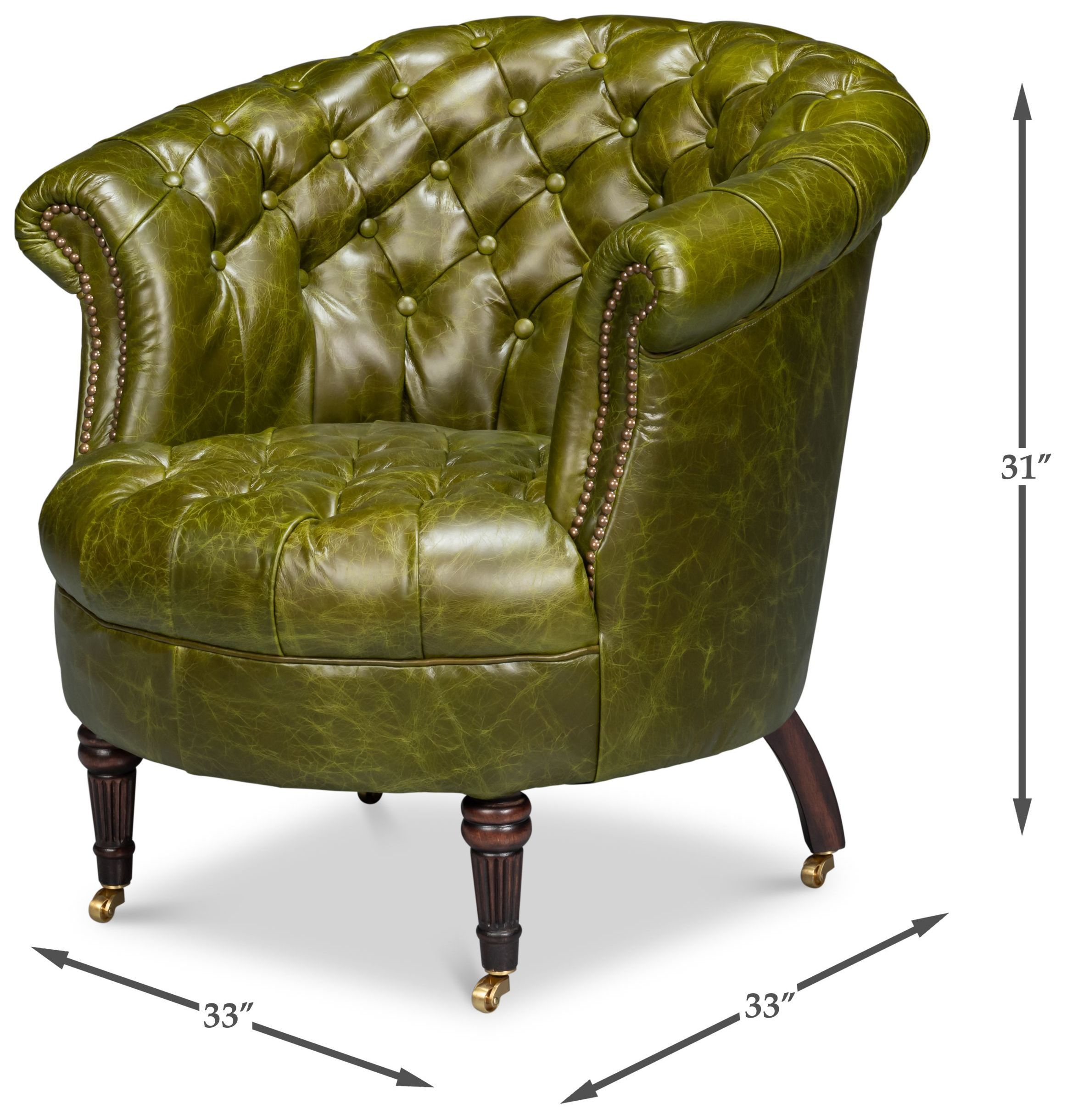 Bastian Britain Green Leather Upholstered Armchair