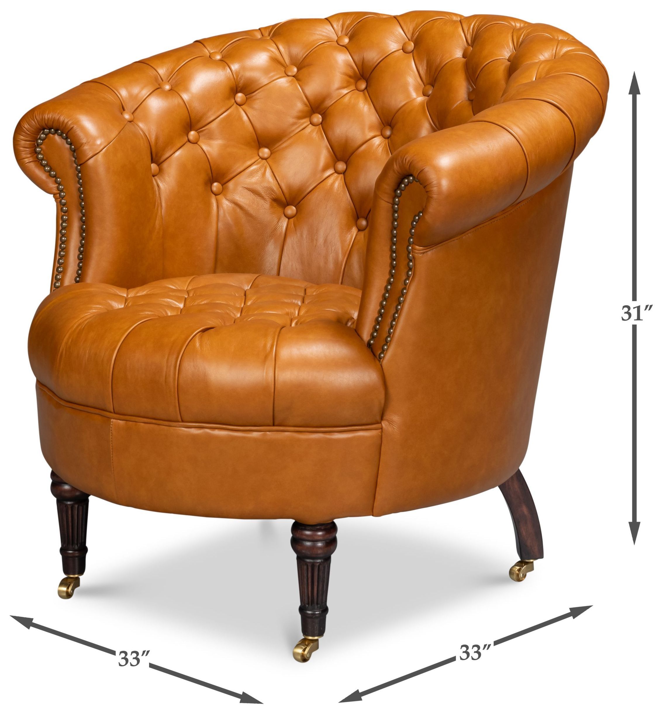 Bastian Tan Brown Leather Upholstered Armchair