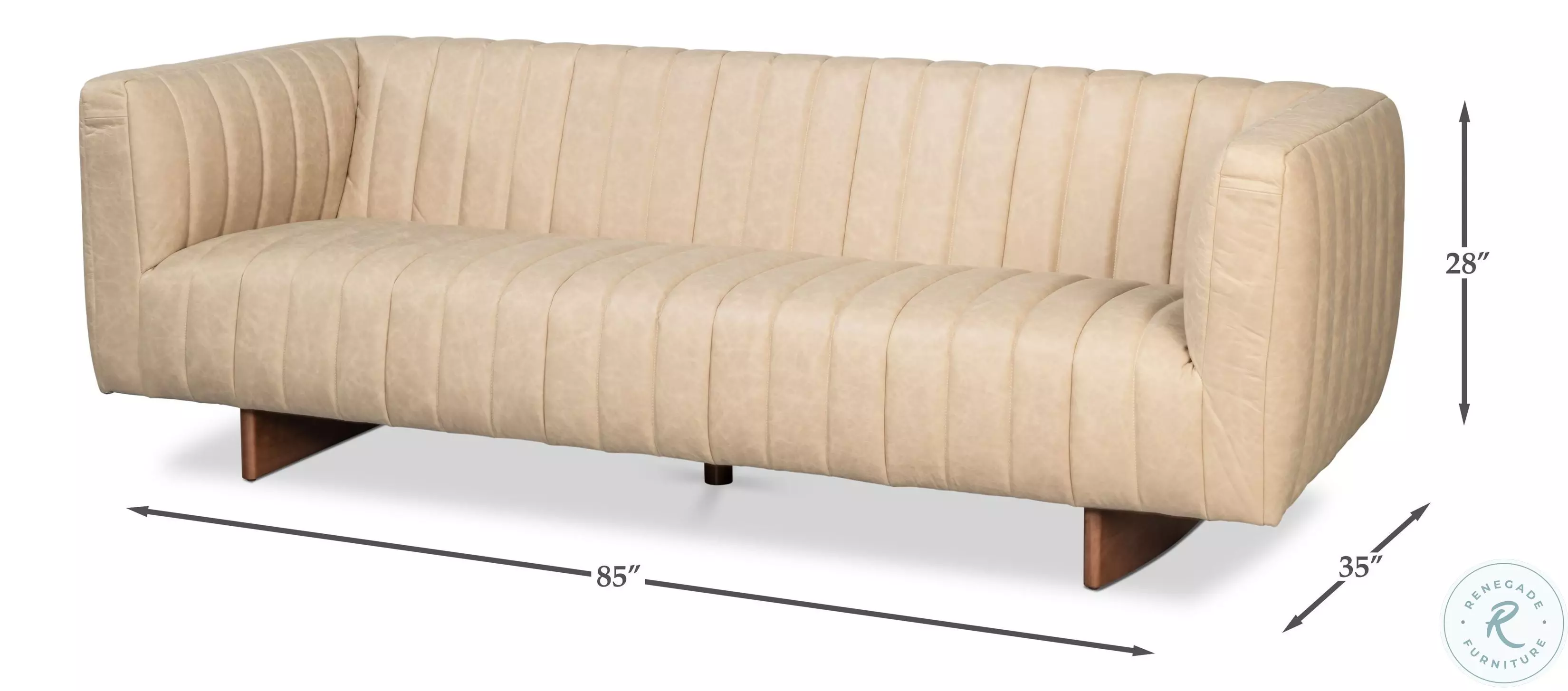 Denys Cappuccino White Leather Sofa