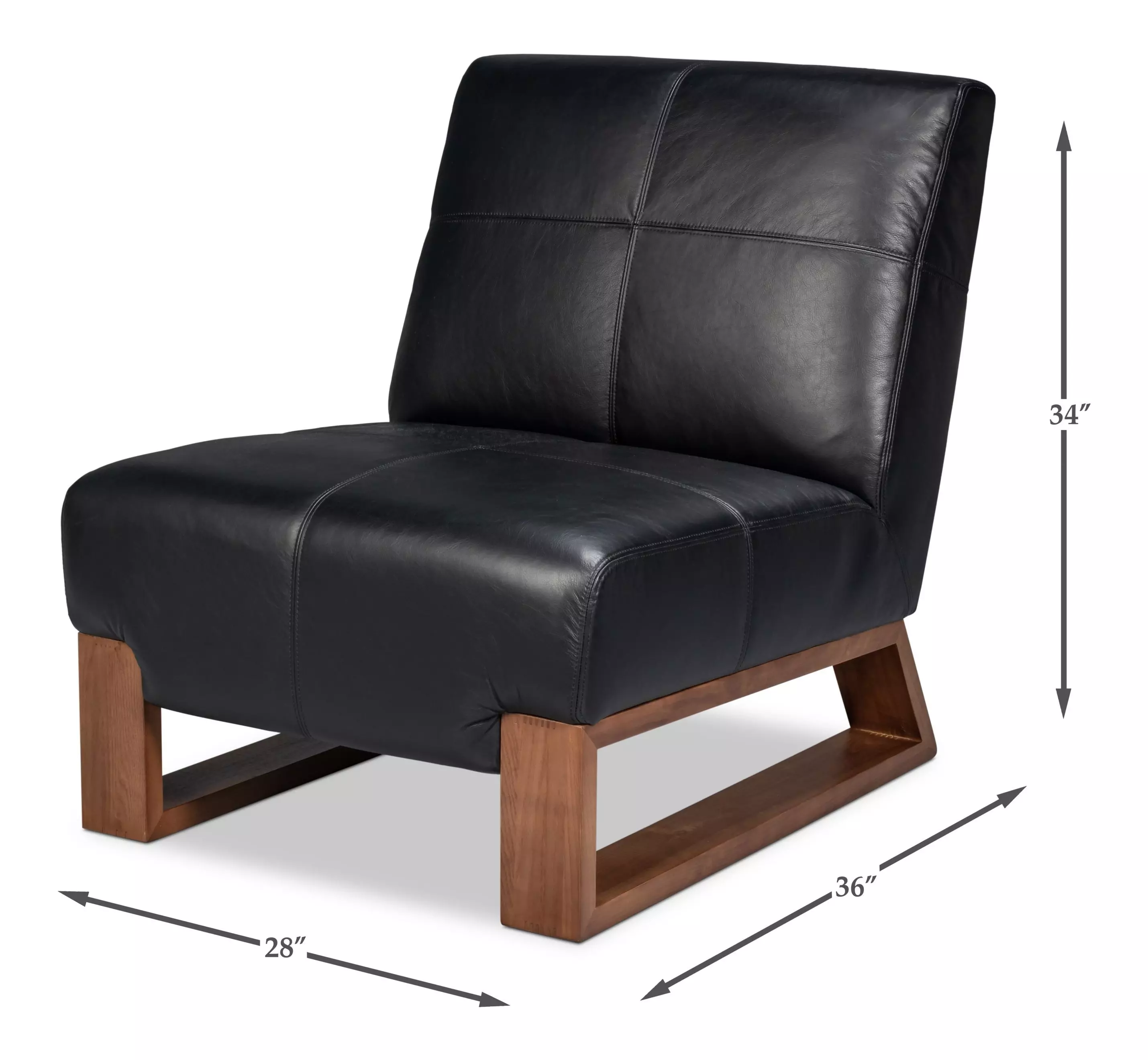Wylam Onyx Black Leather Upholstered Accent Chair