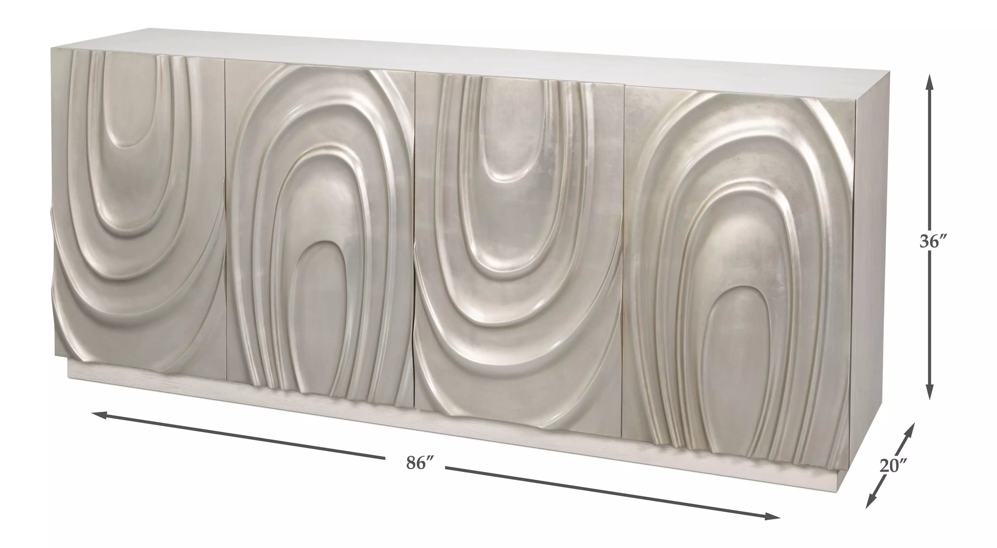 Capriole Silver Leaf 4 Doors Credenza